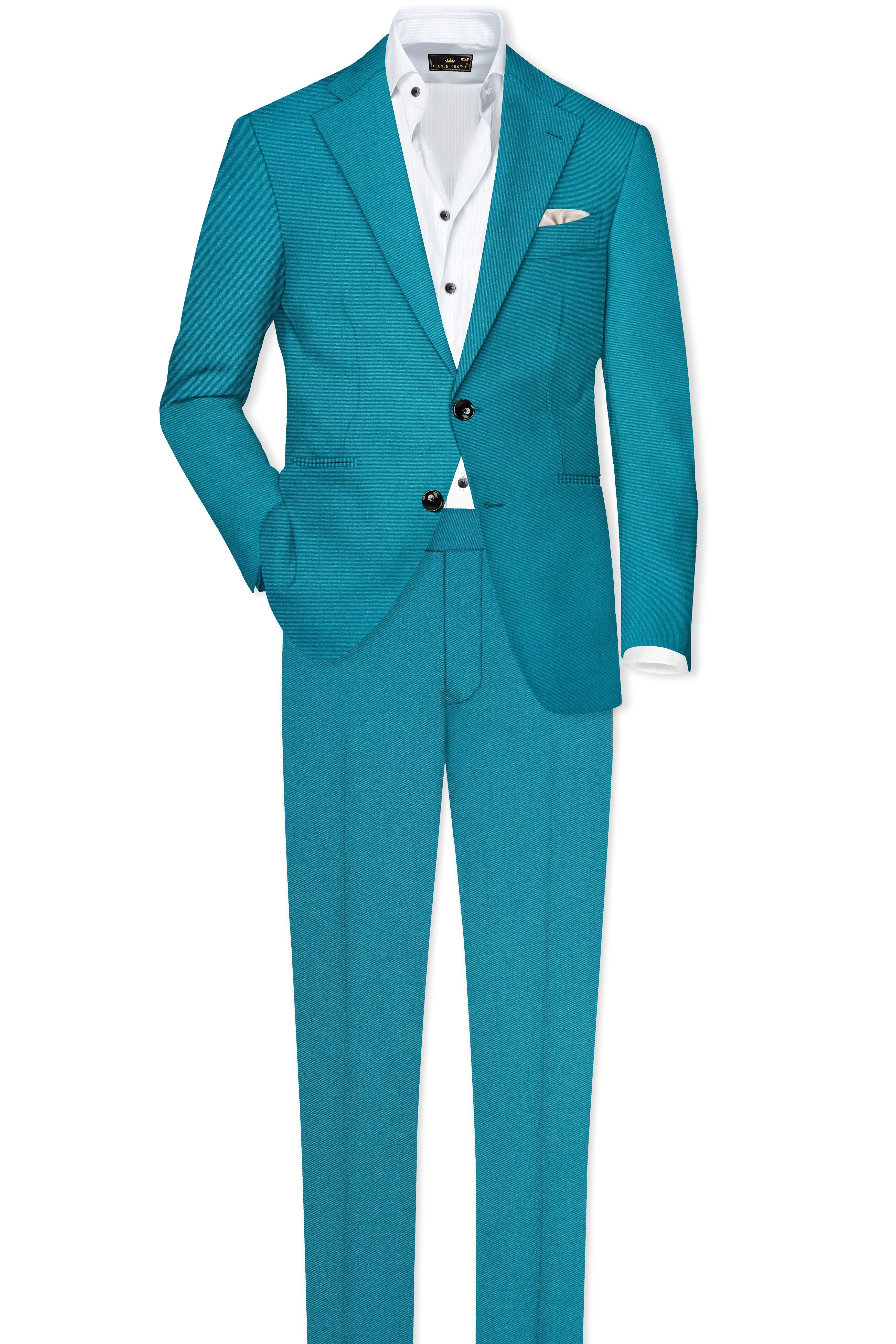 Zephir-Surfie Green Wool Rich Single Breasted Stretchable Traveler Blazer