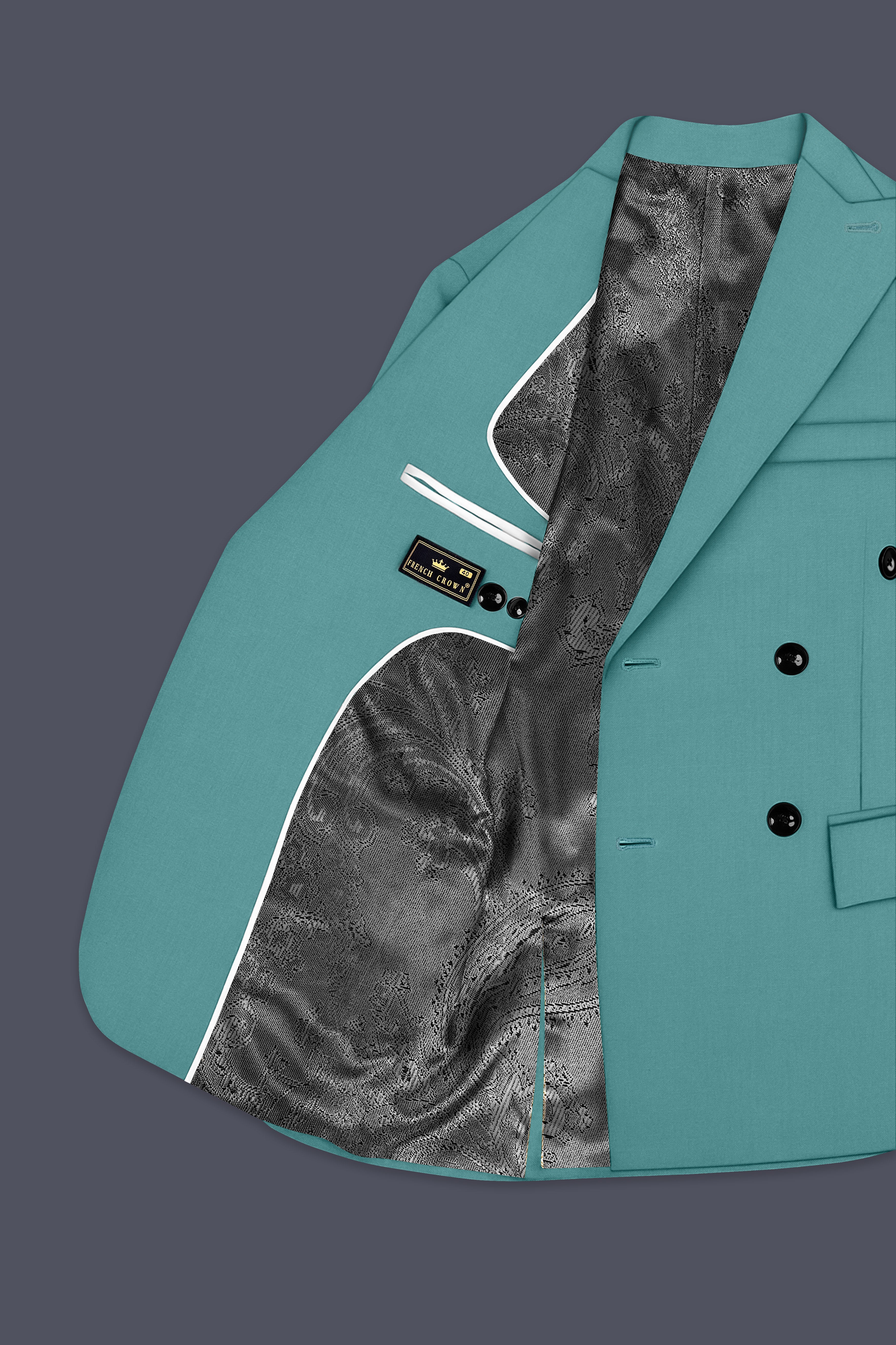 Travirid-Gothic Green Wool Rich Double Breasted Stretchable Traveler Blazer
