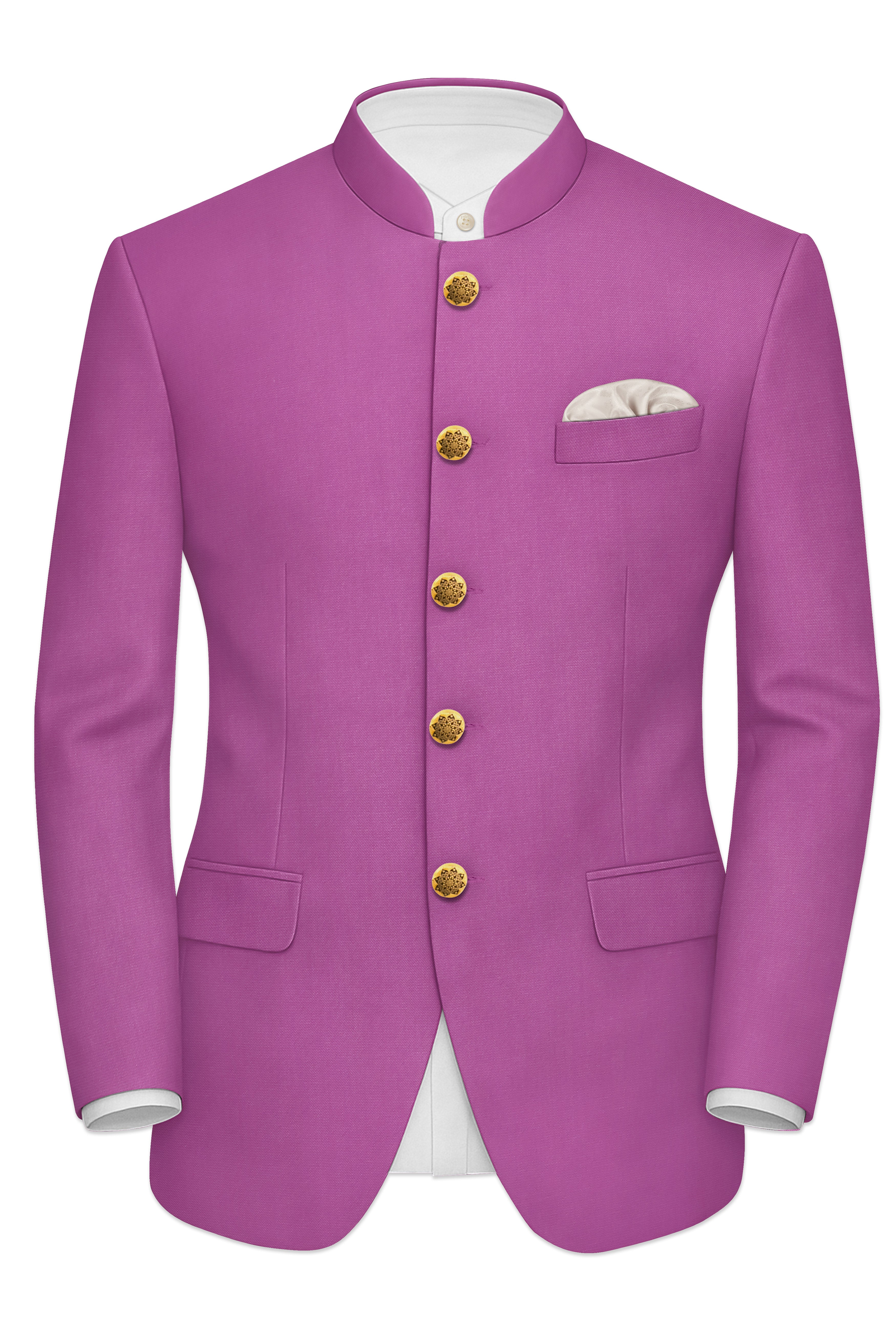 Rosvoy-Trendy Pink Wool Rich Bandhgala Stretchable Traveler Blazer
