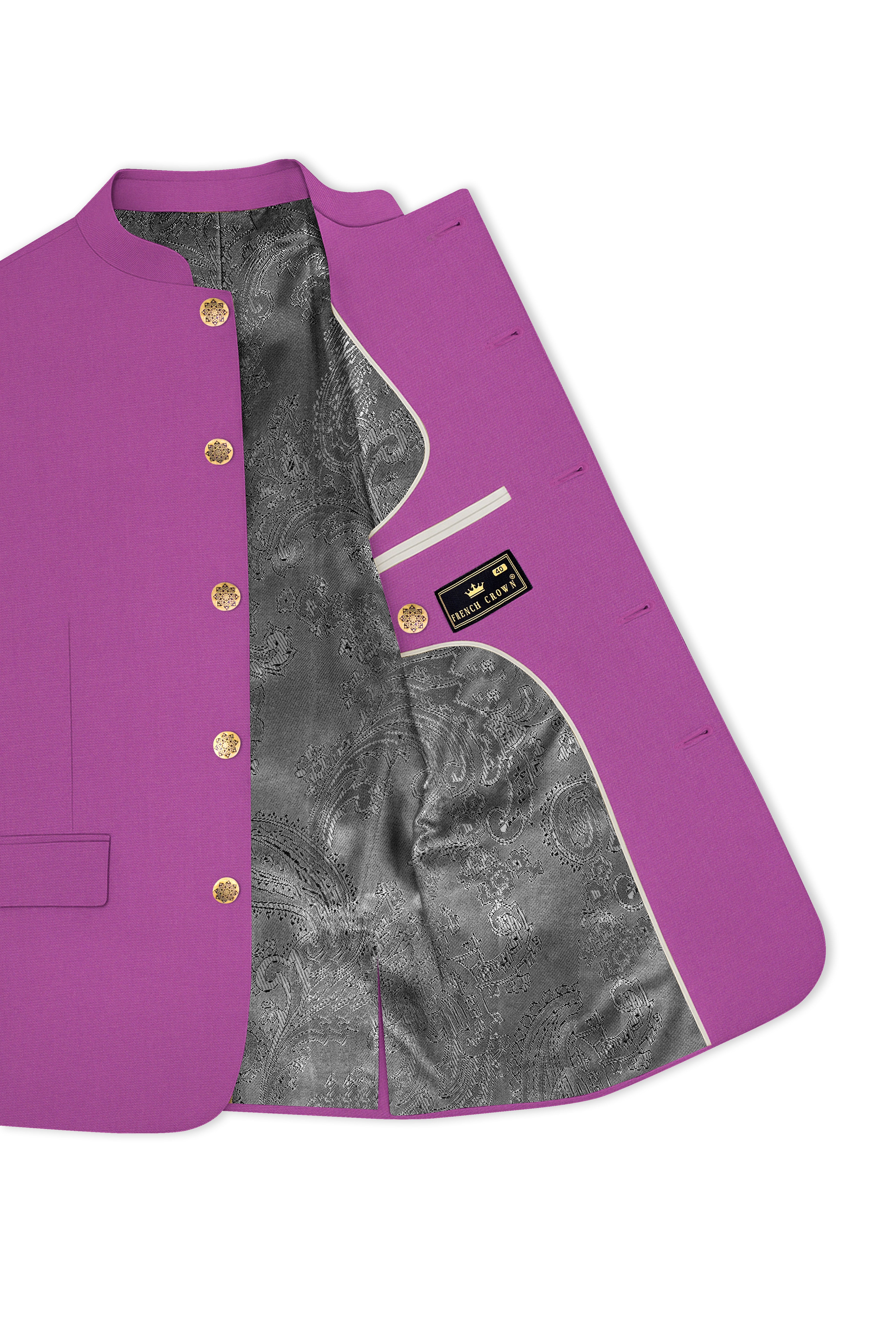 Rosvoy-Trendy Pink Wool Rich Bandhgala Stretchable Traveler Blazer