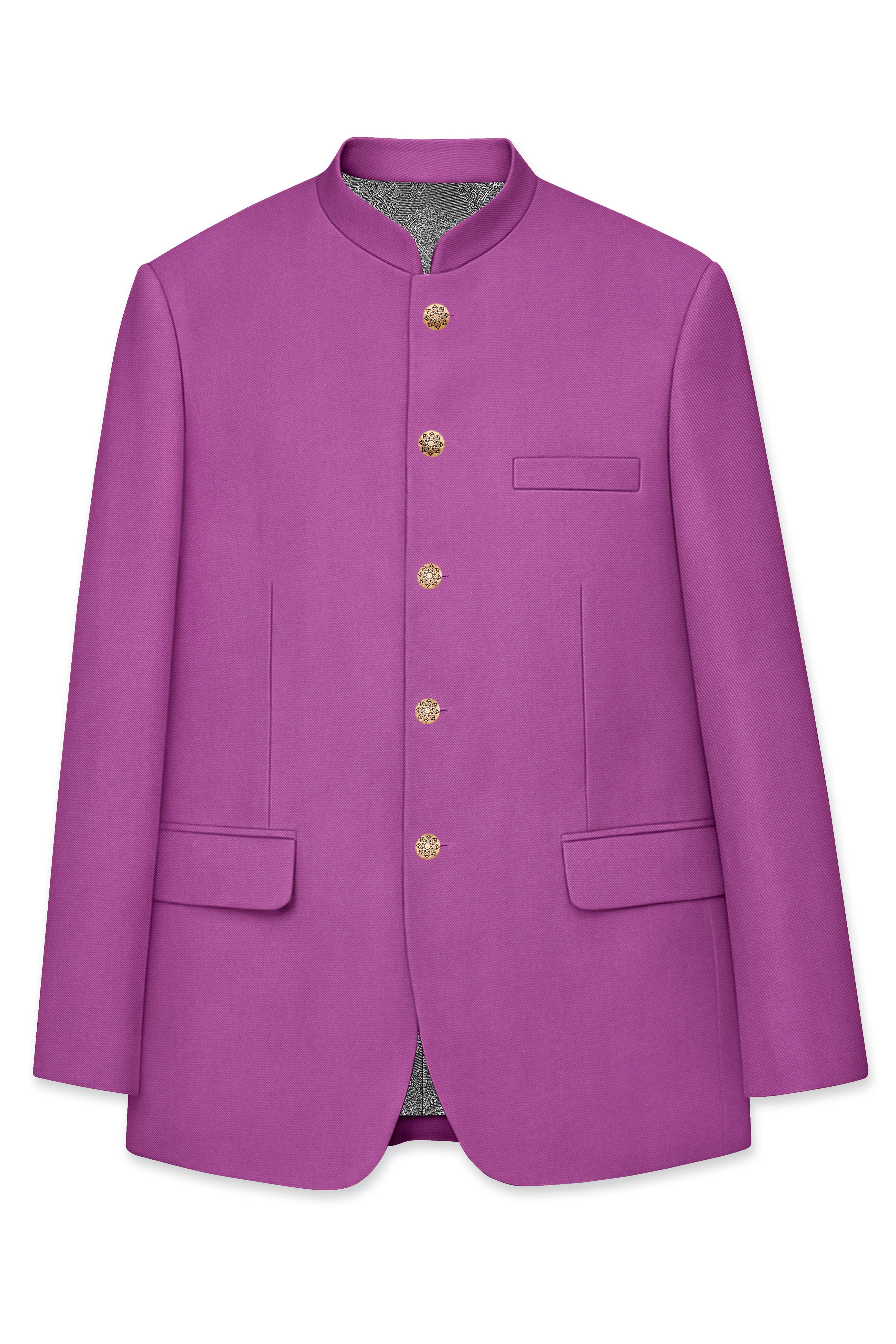 Rosvoy-Trendy Pink Wool Rich Bandhgala Stretchable Traveler Blazer