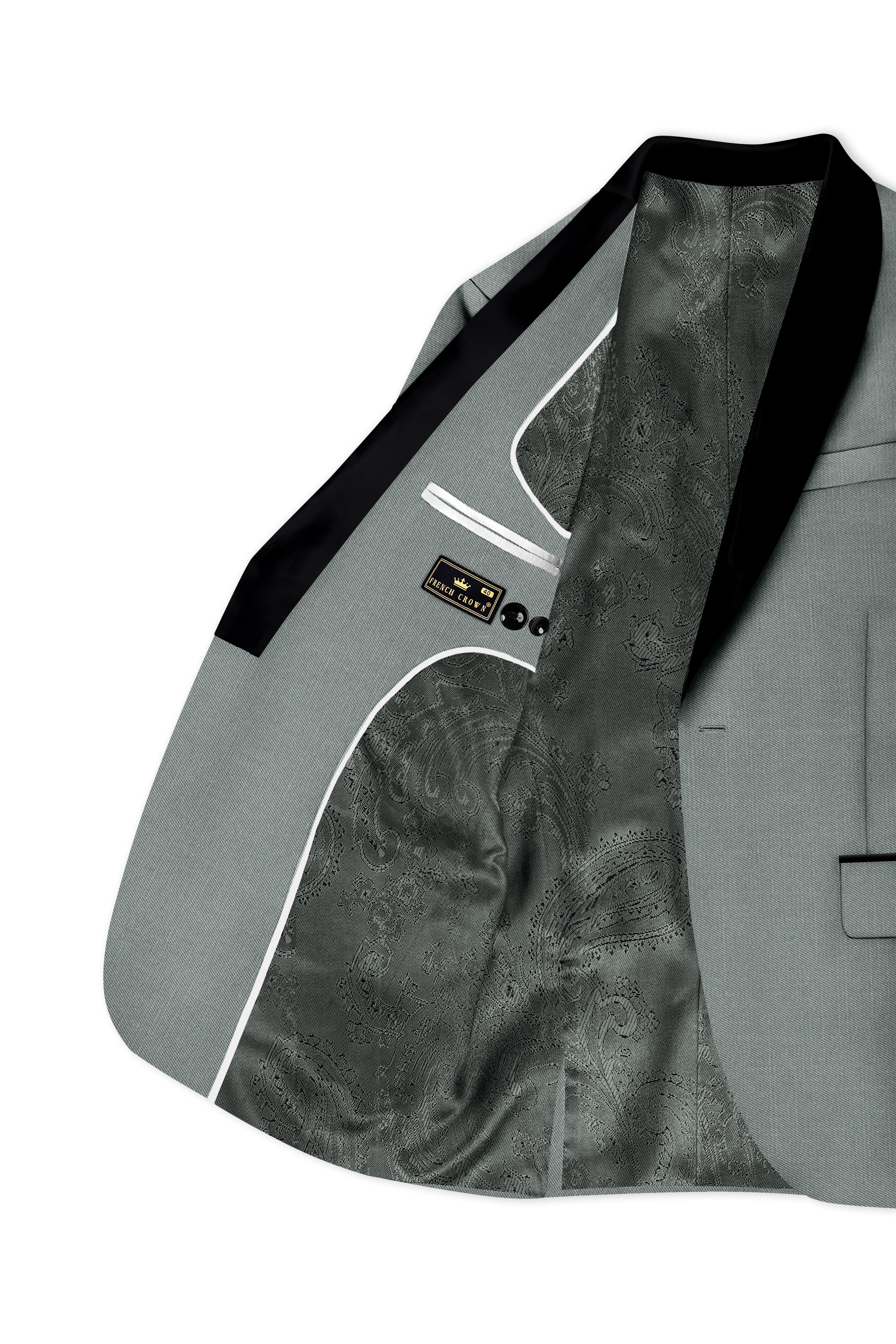 Travliam-William Gray Wool Rich Tuxedo Slight Stretch Blazer