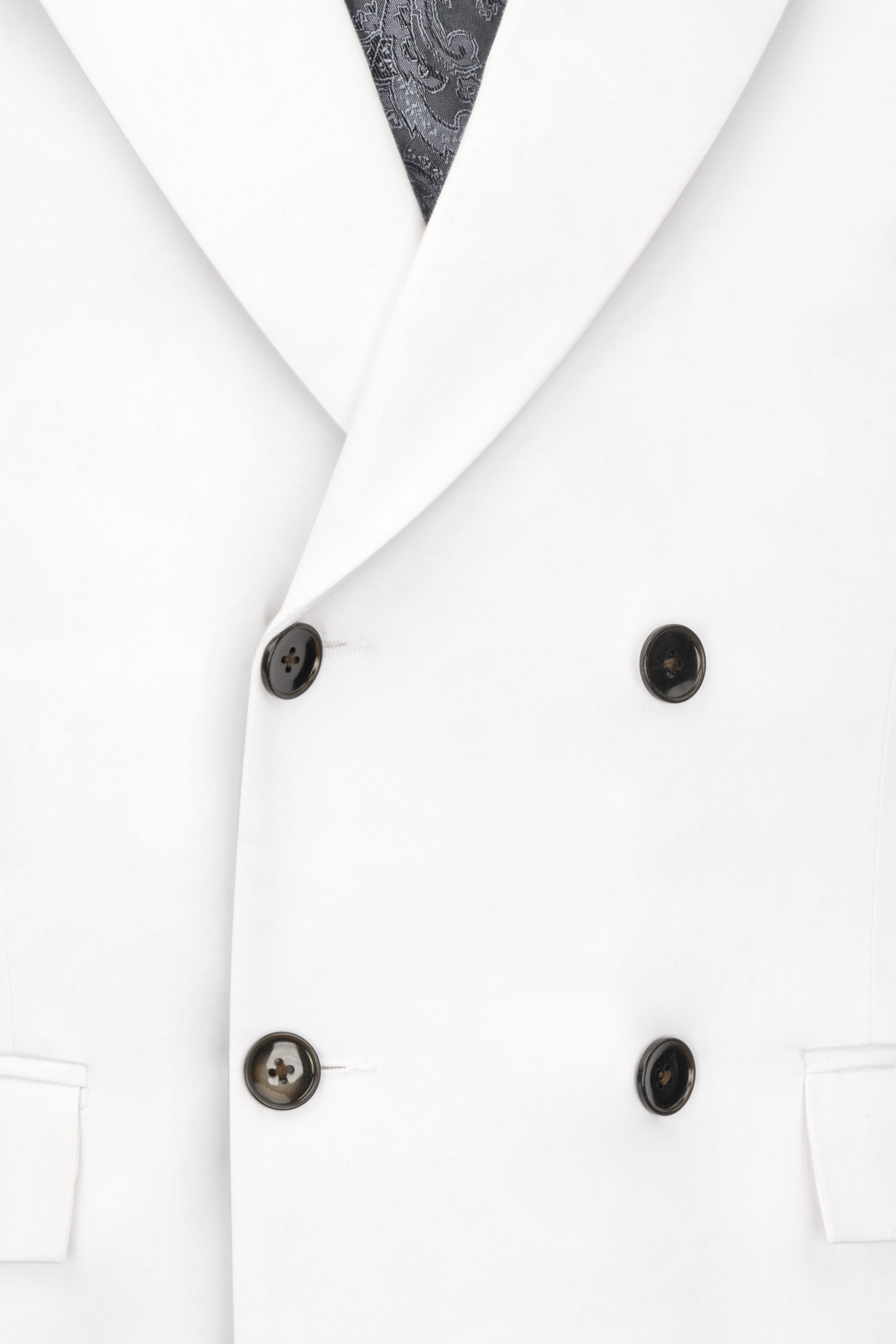 Bright White Solid Stretchable Premium Cotton Double Breasted traveler Blazer