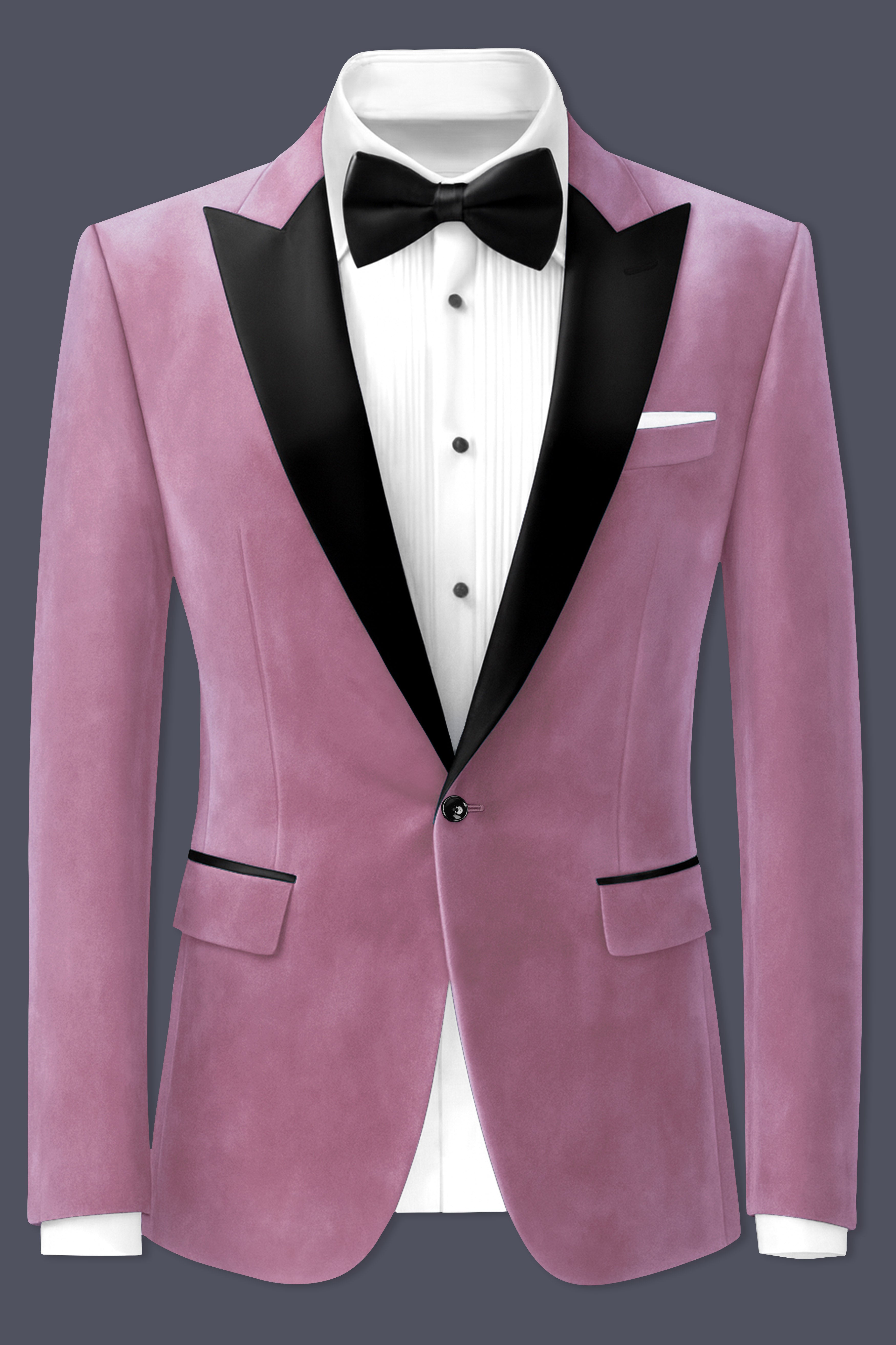 Velrosa-Turkish Rose Velvet Peak Lapel Tuxedo Blazer