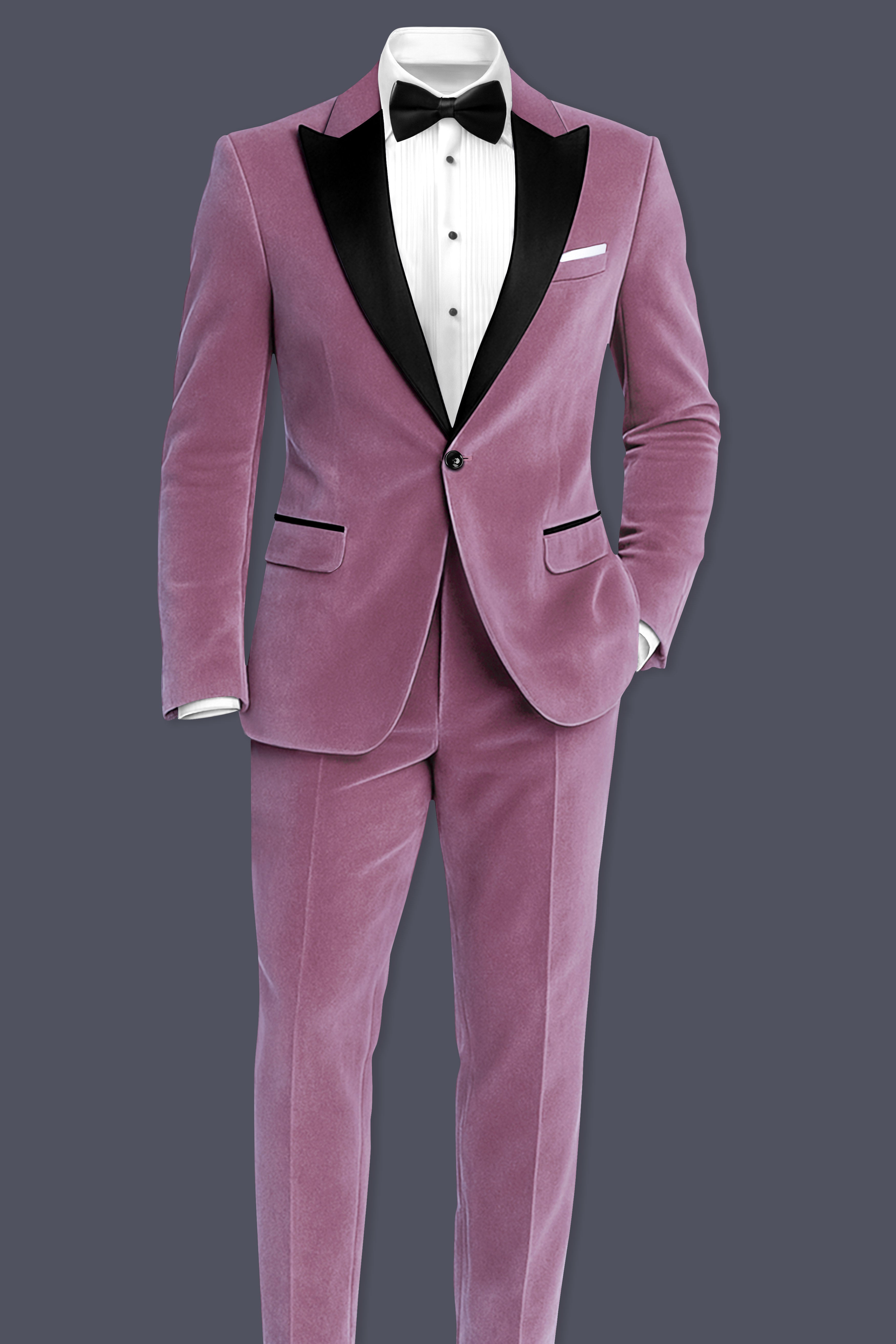 Velrosa-Turkish Rose Plain-Solid Premium Velvet Tuxedo-Blazer for Men.