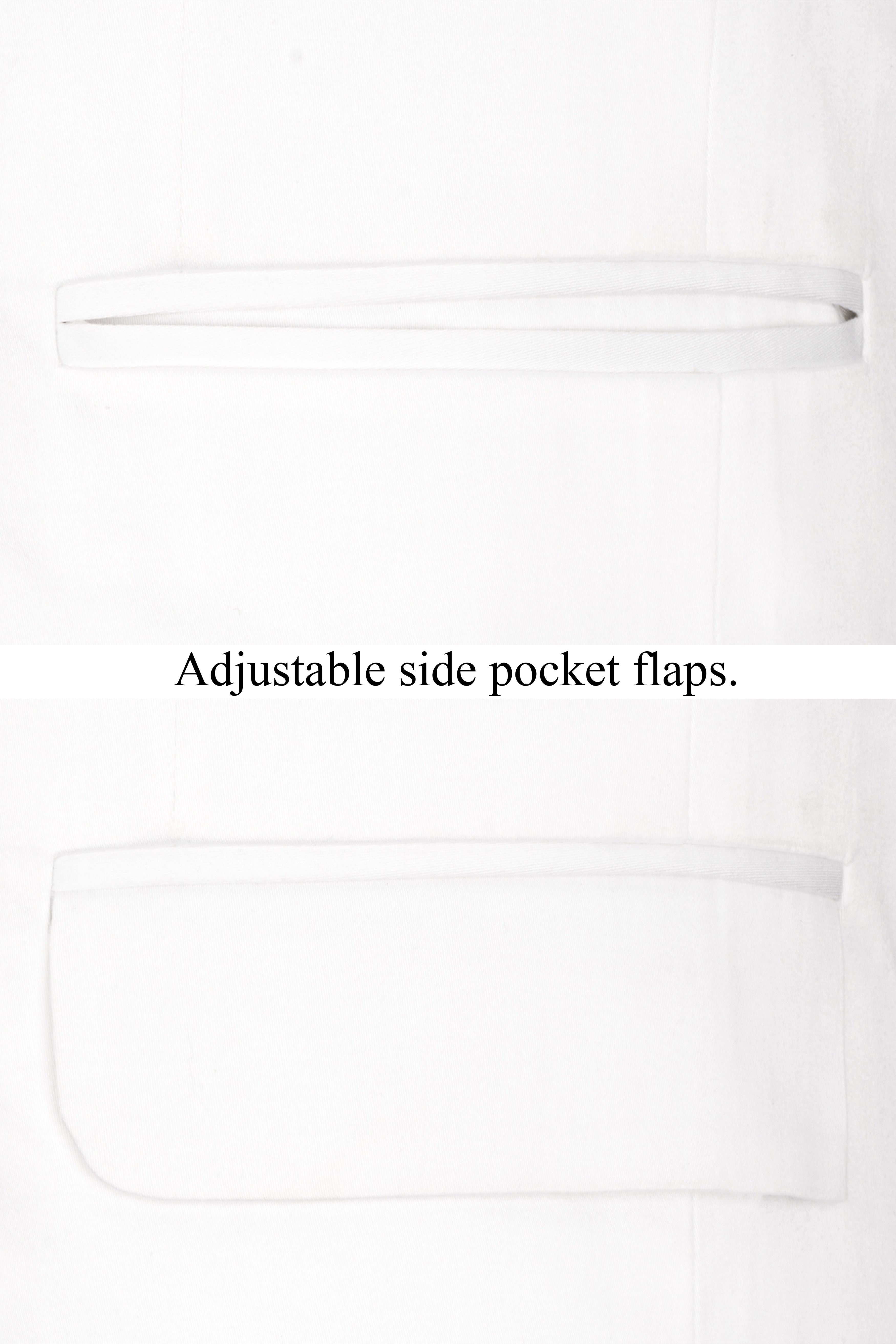 Bright White Cross Placket Stretchable Premium Cotton Bandhgala traveler Blazer