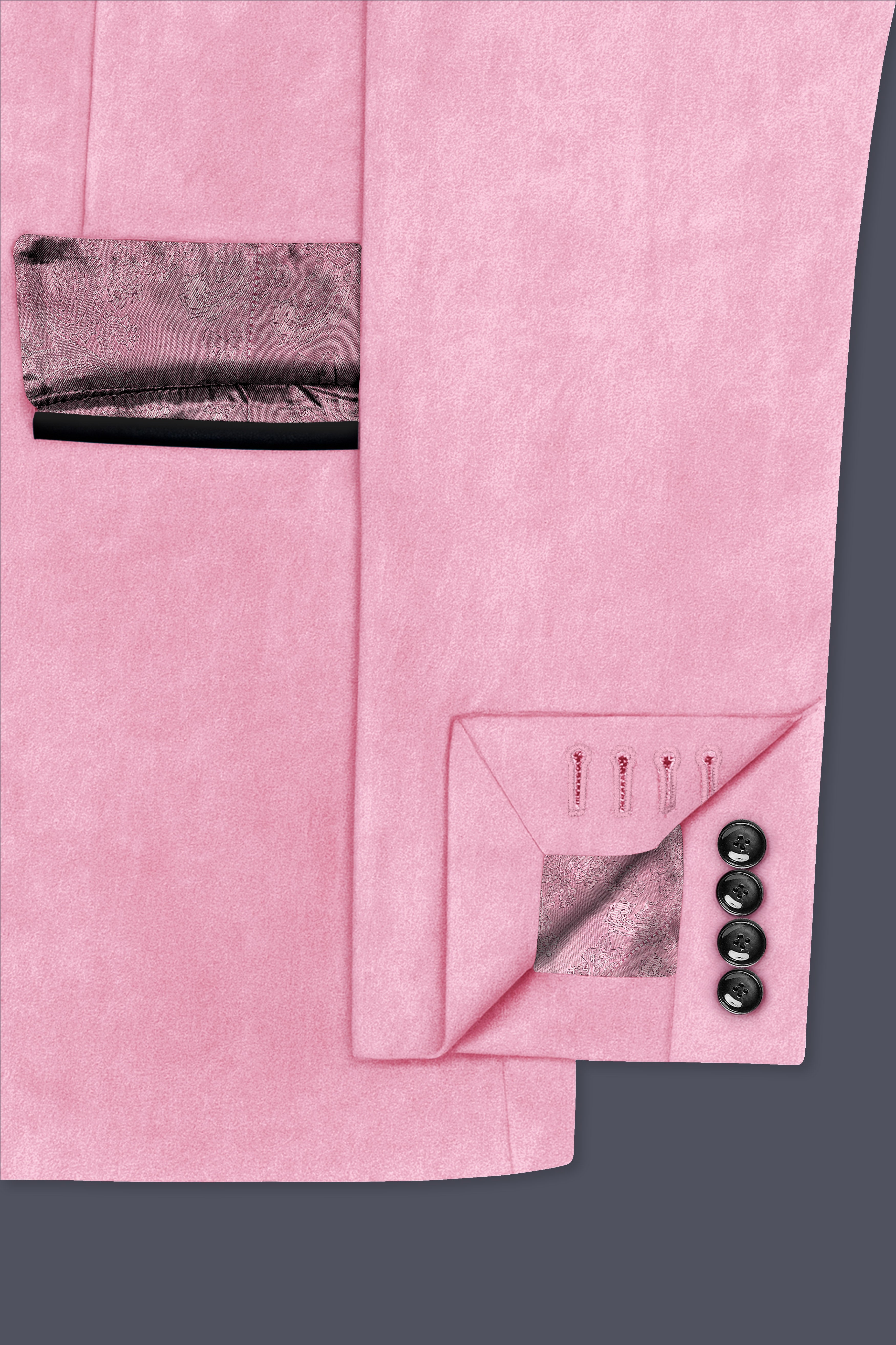 Fleurvel-Azalea Pink Velvet Peak Lapel Tuxedo Blazer