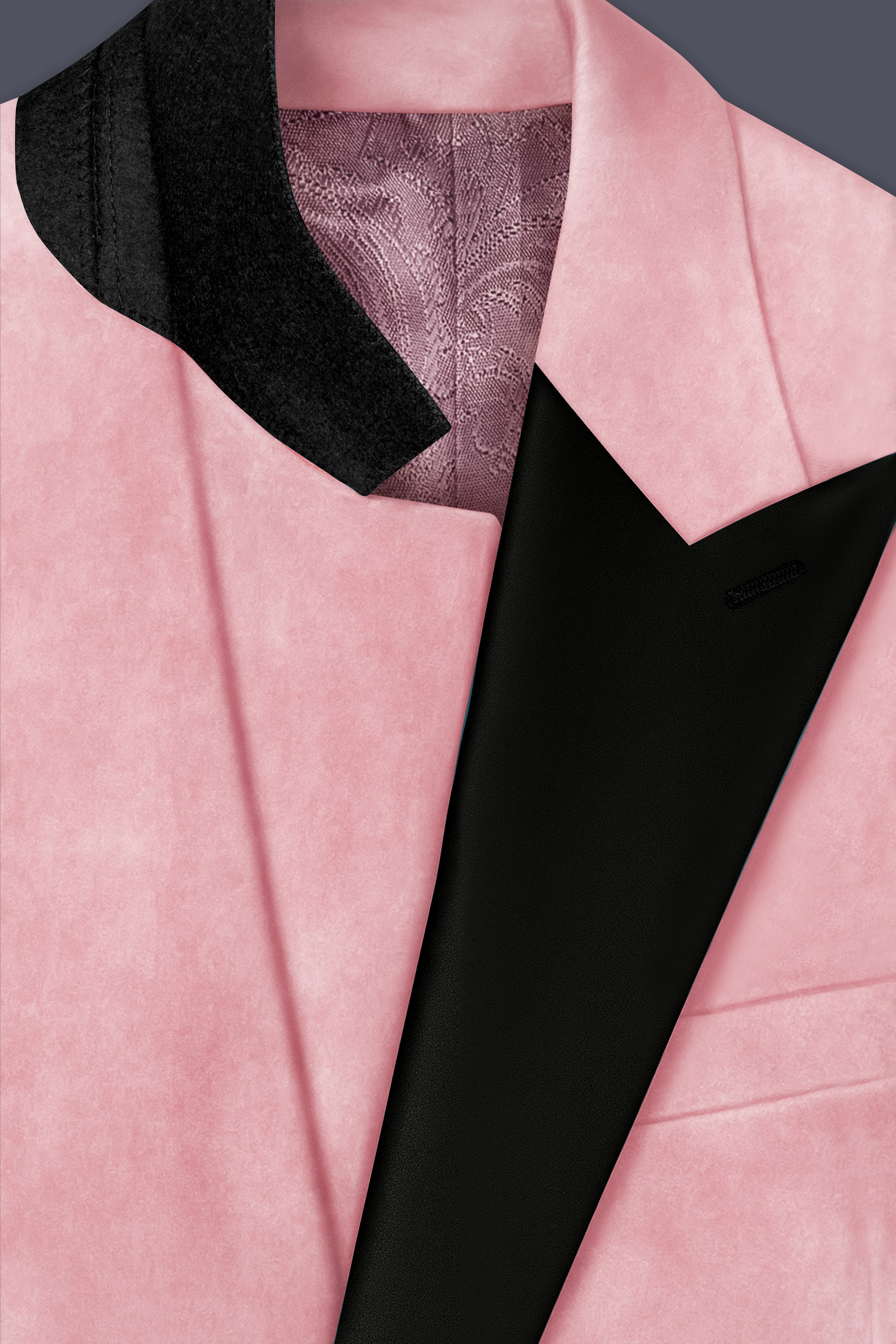 Rosivell-Careys Pink Velvet Peak Lapel Tuxedo Blazer