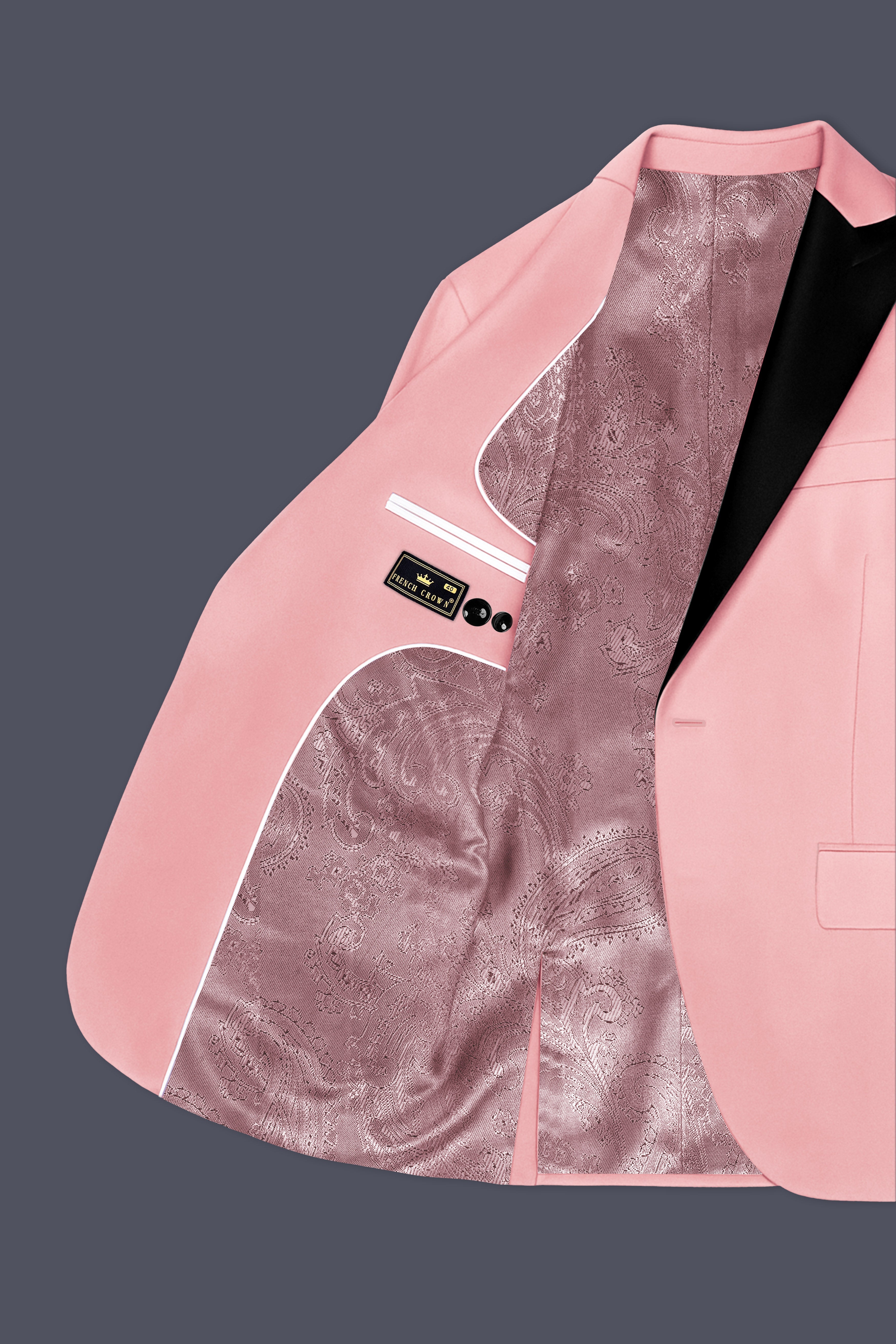 Rosivell-Careys Pink Velvet Peak Lapel Tuxedo Blazer