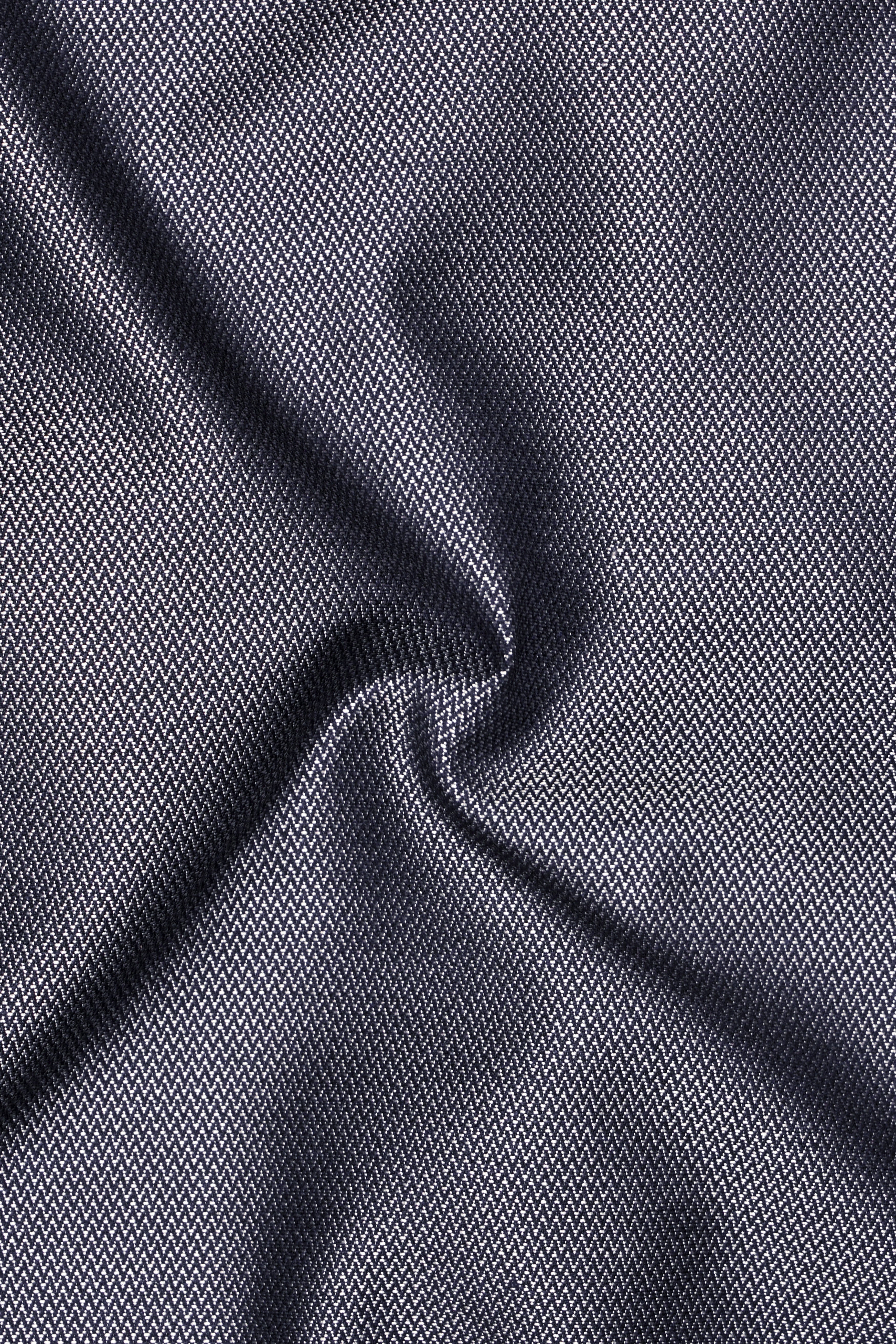 Herrivell-Martinique Blue Herringbone Textured Wool Rich Single Breasted Blazer
