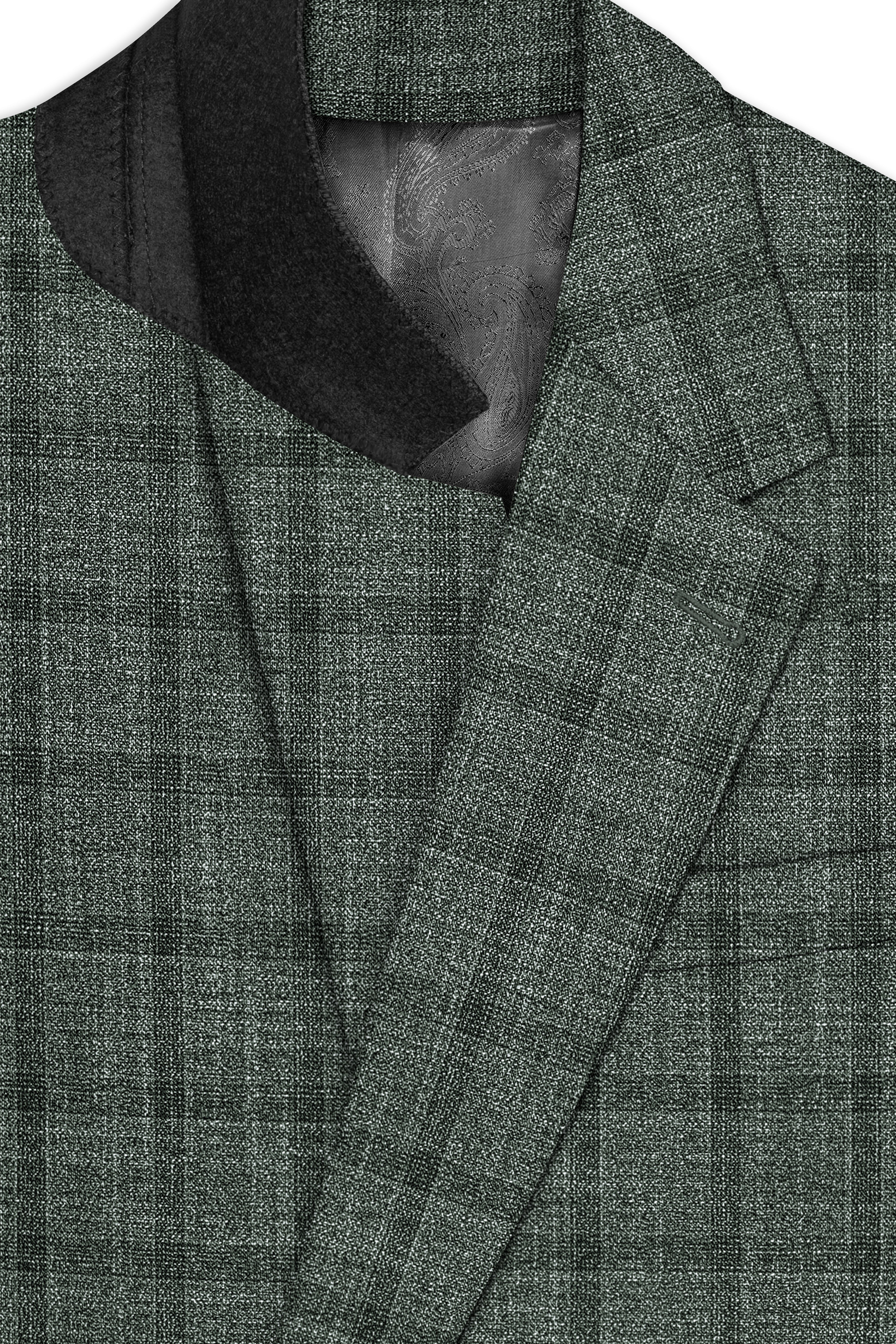 Velgris-Fuscous Gray Plaid Wool Rich Single Breasted Blazer