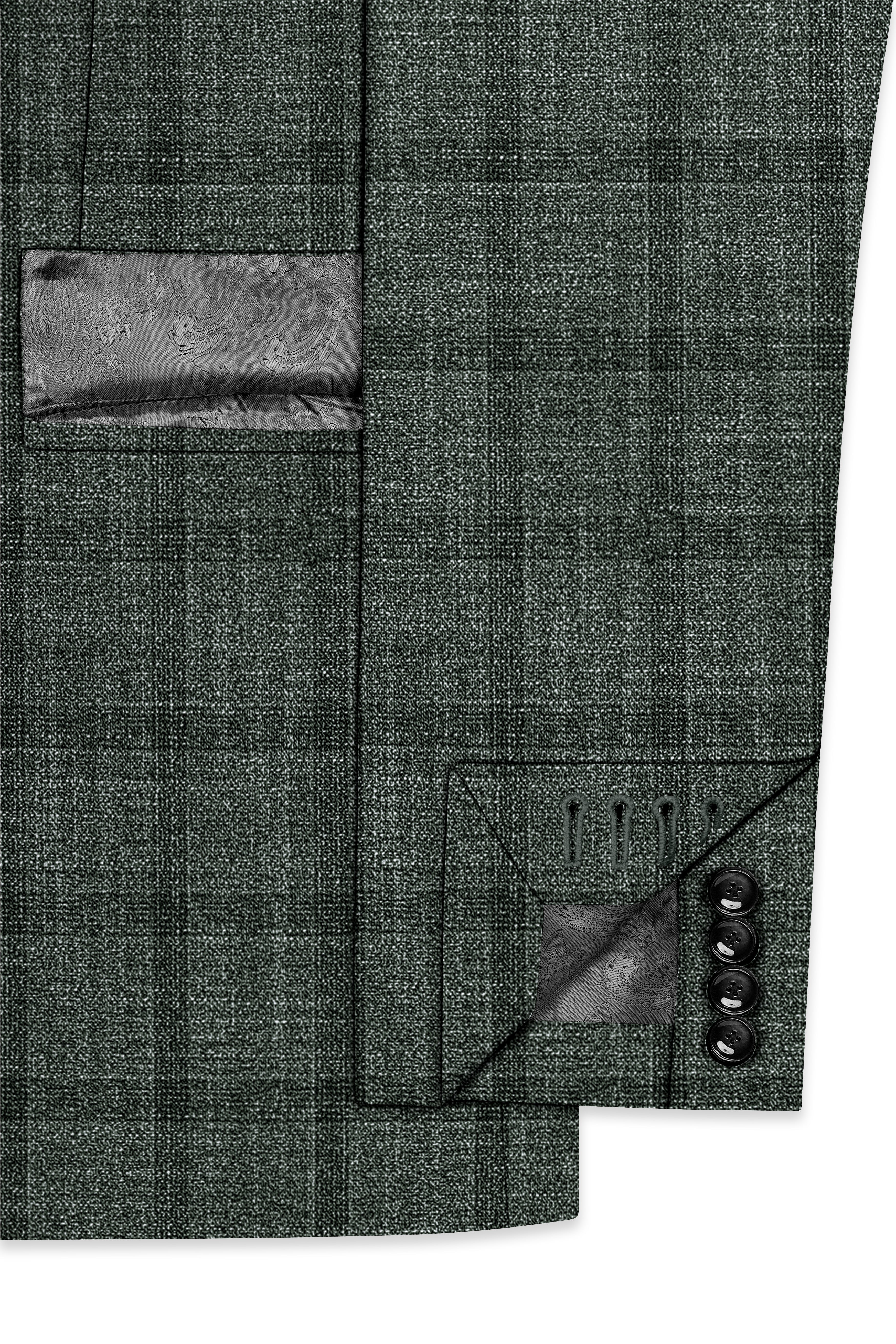 Velgris-Fuscous Gray Plaid Wool Rich Single Breasted Blazer