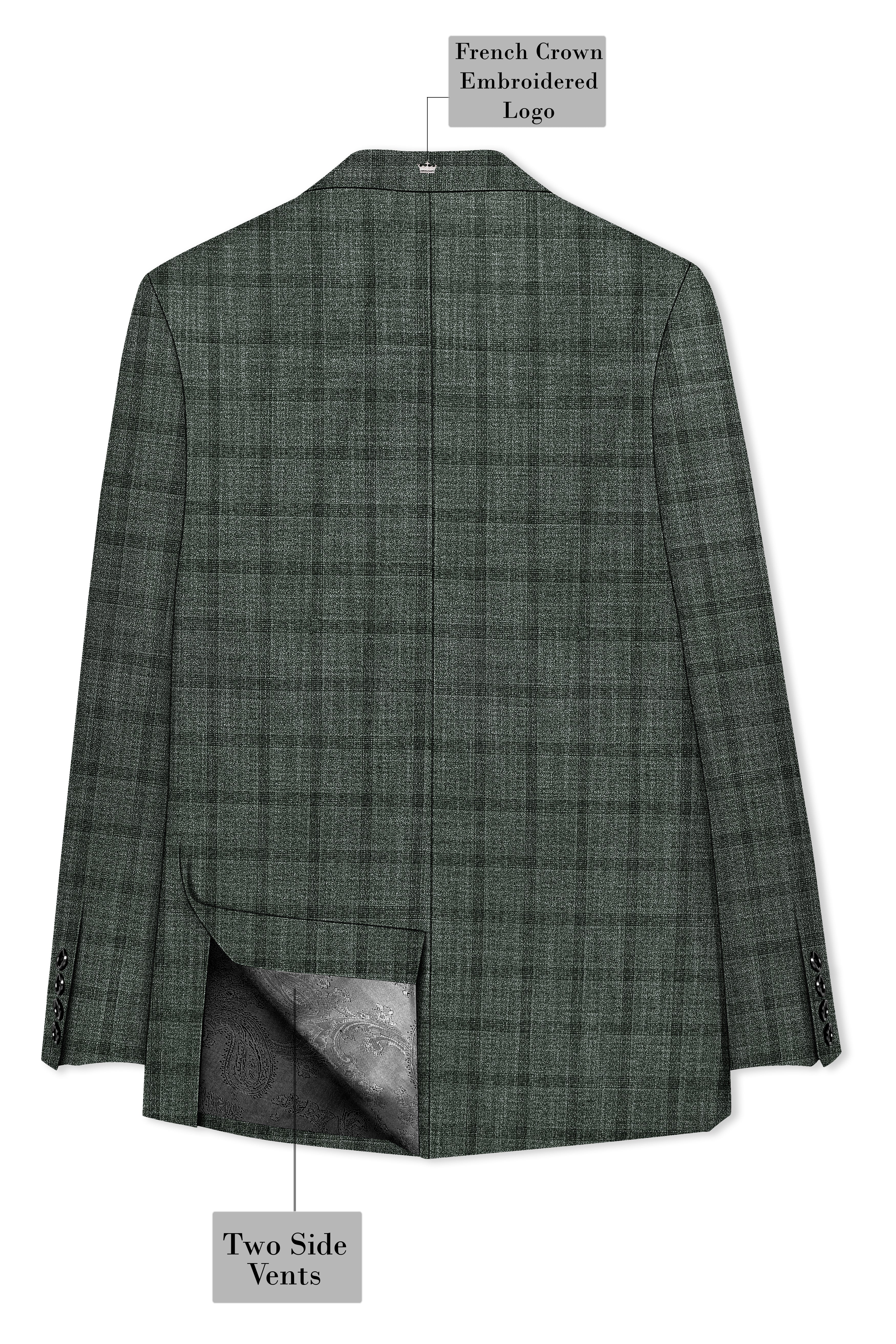 Velgris-Fuscous Gray Plaid Wool Rich Single Breasted Blazer
