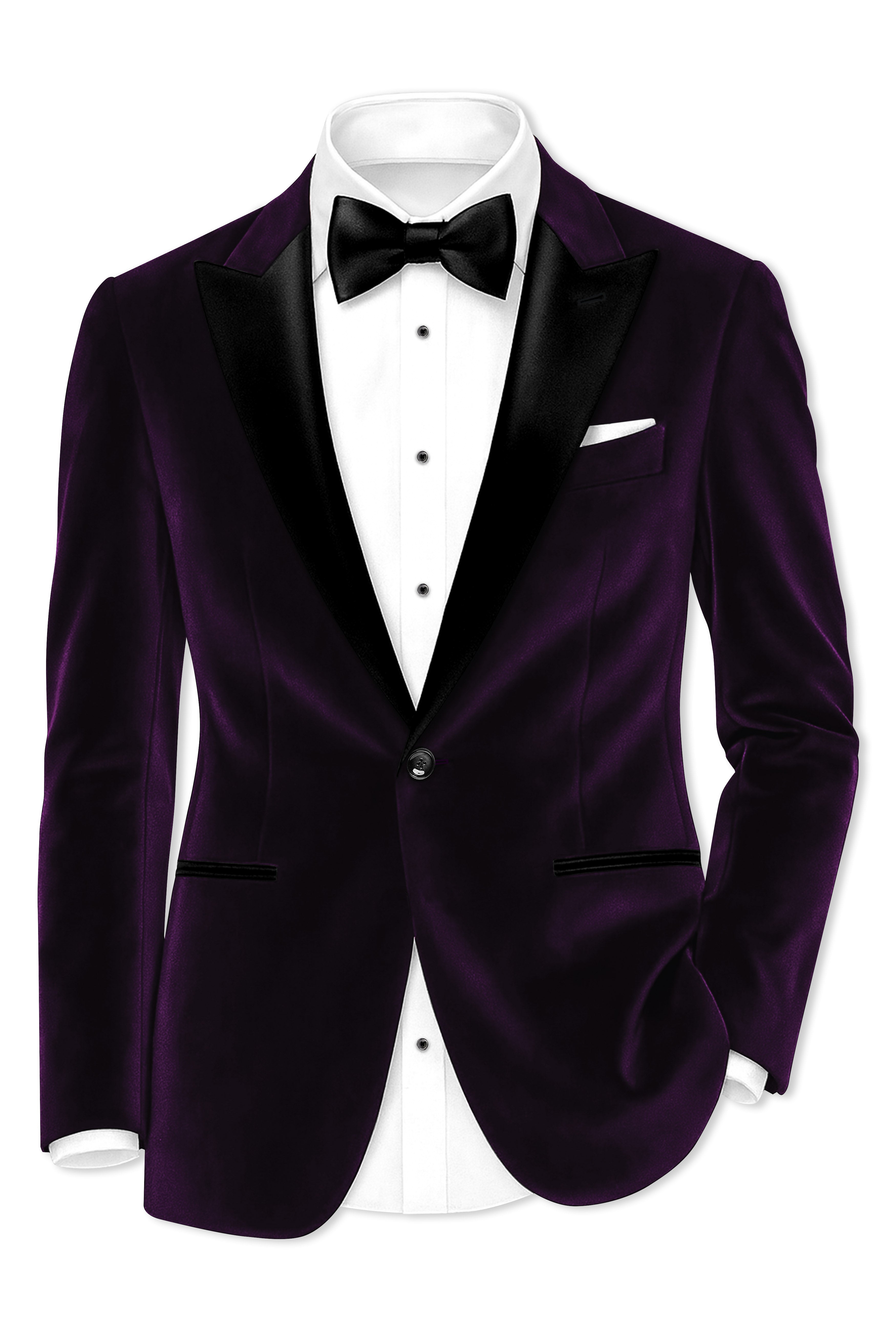 Purvella-Rasin Purple Velvet Peak Lapel Tuxedo Blazer