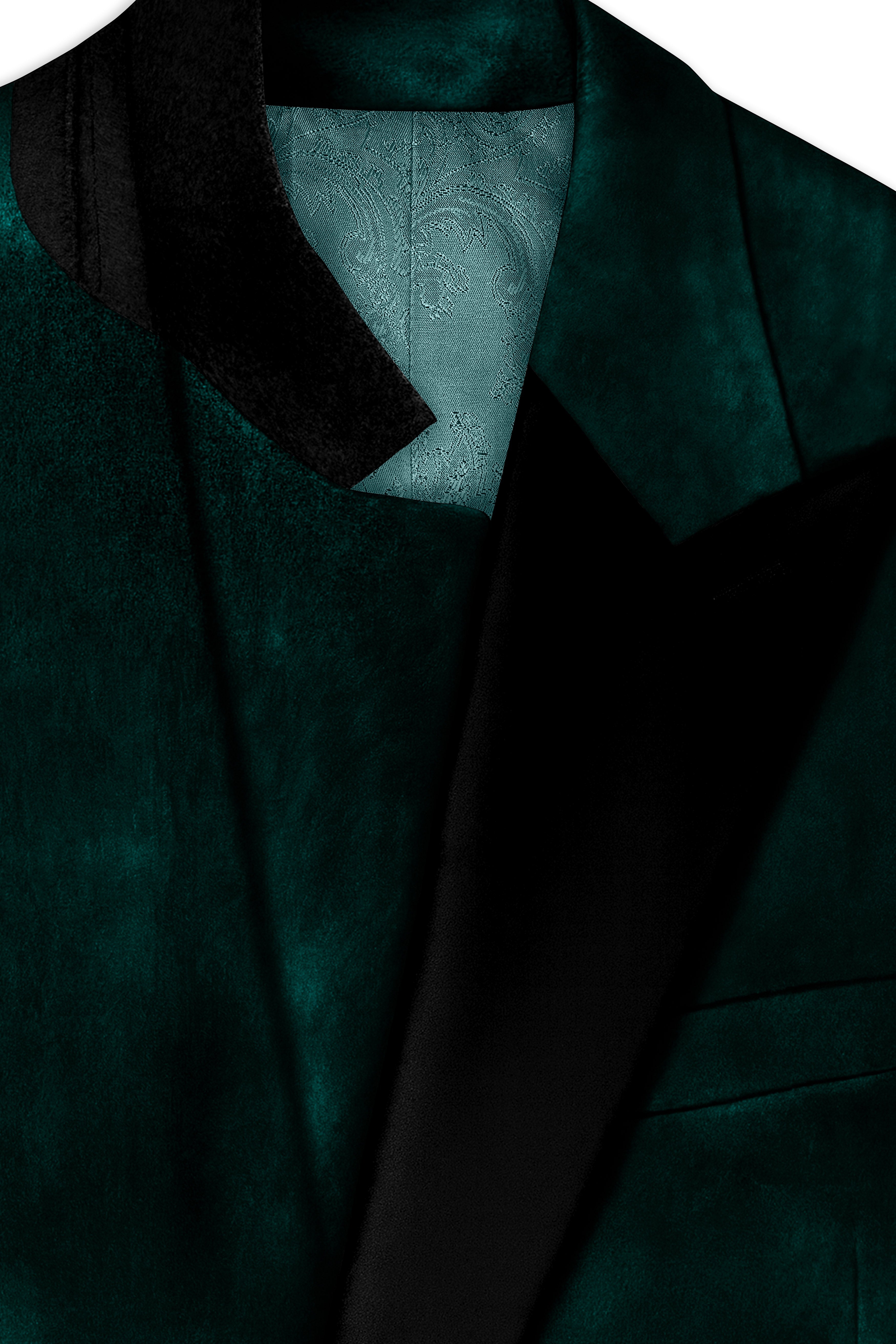 Emerivell-Racing Green Velvet Peak Lapel Tuxedo Blazer