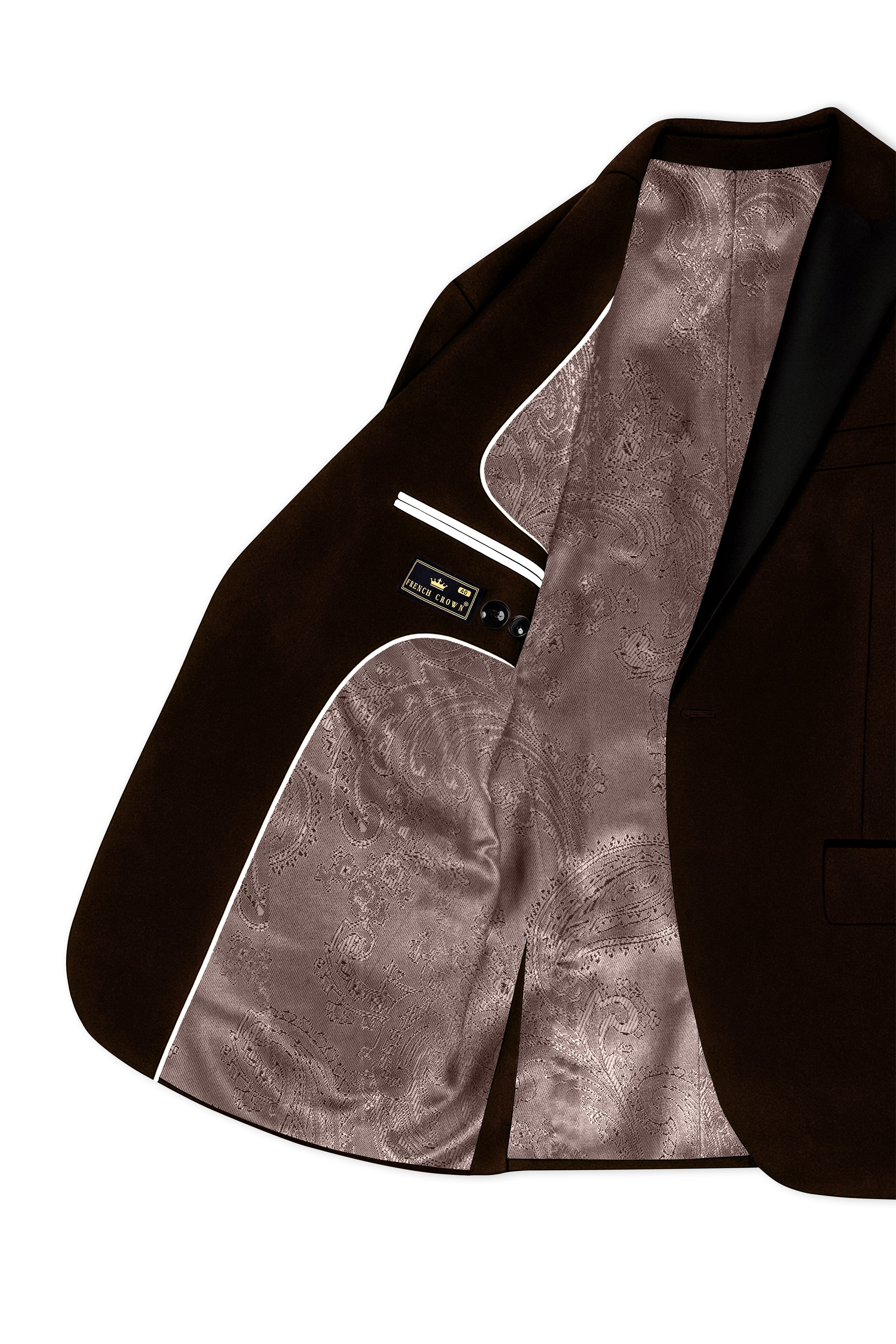 Fumivell-Asphalt Brown Velvet Peak Lapel Tuxedo Blazer