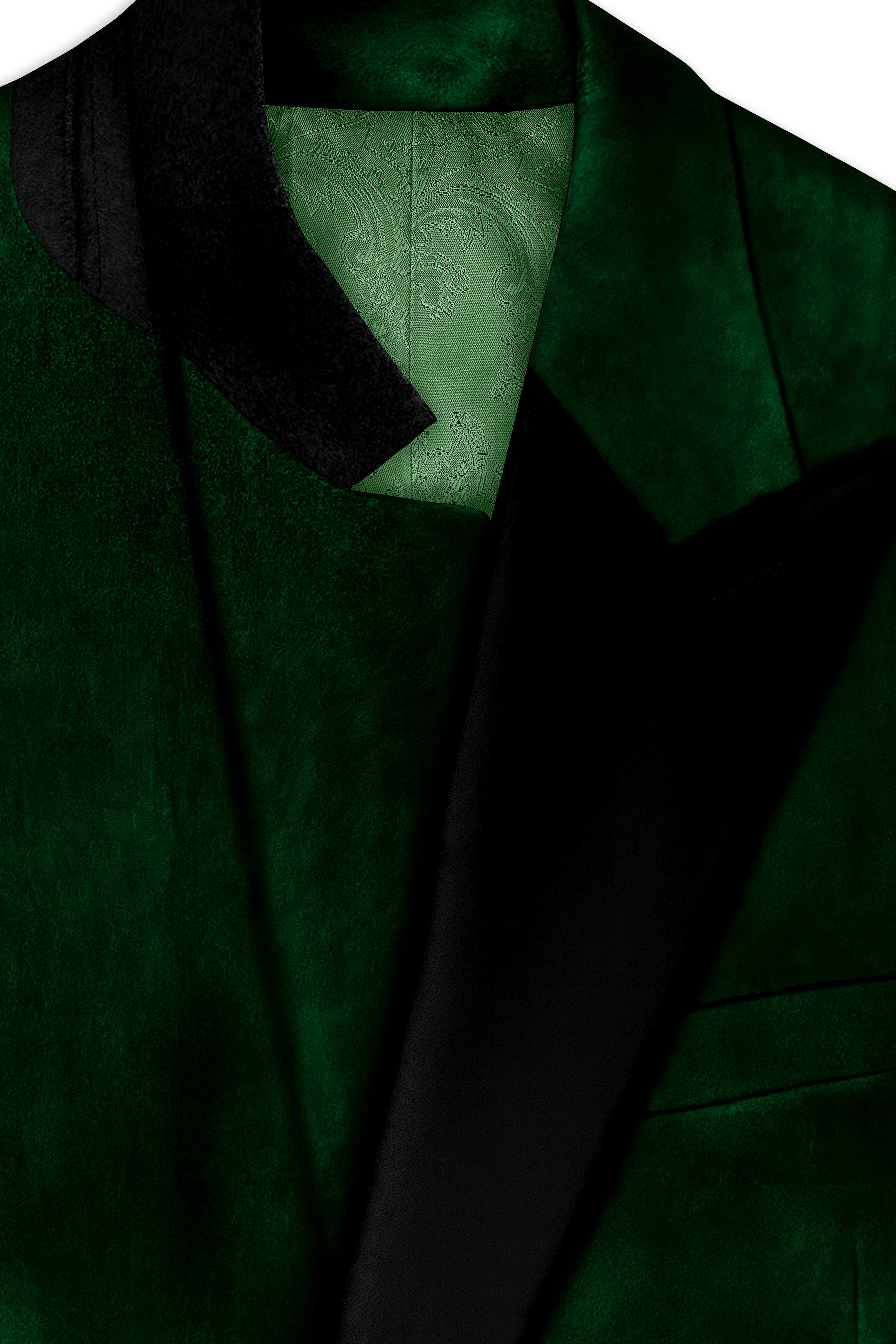 Virivell-Phthalo Green Velvet Peak Lapel Tuxedo Blazer