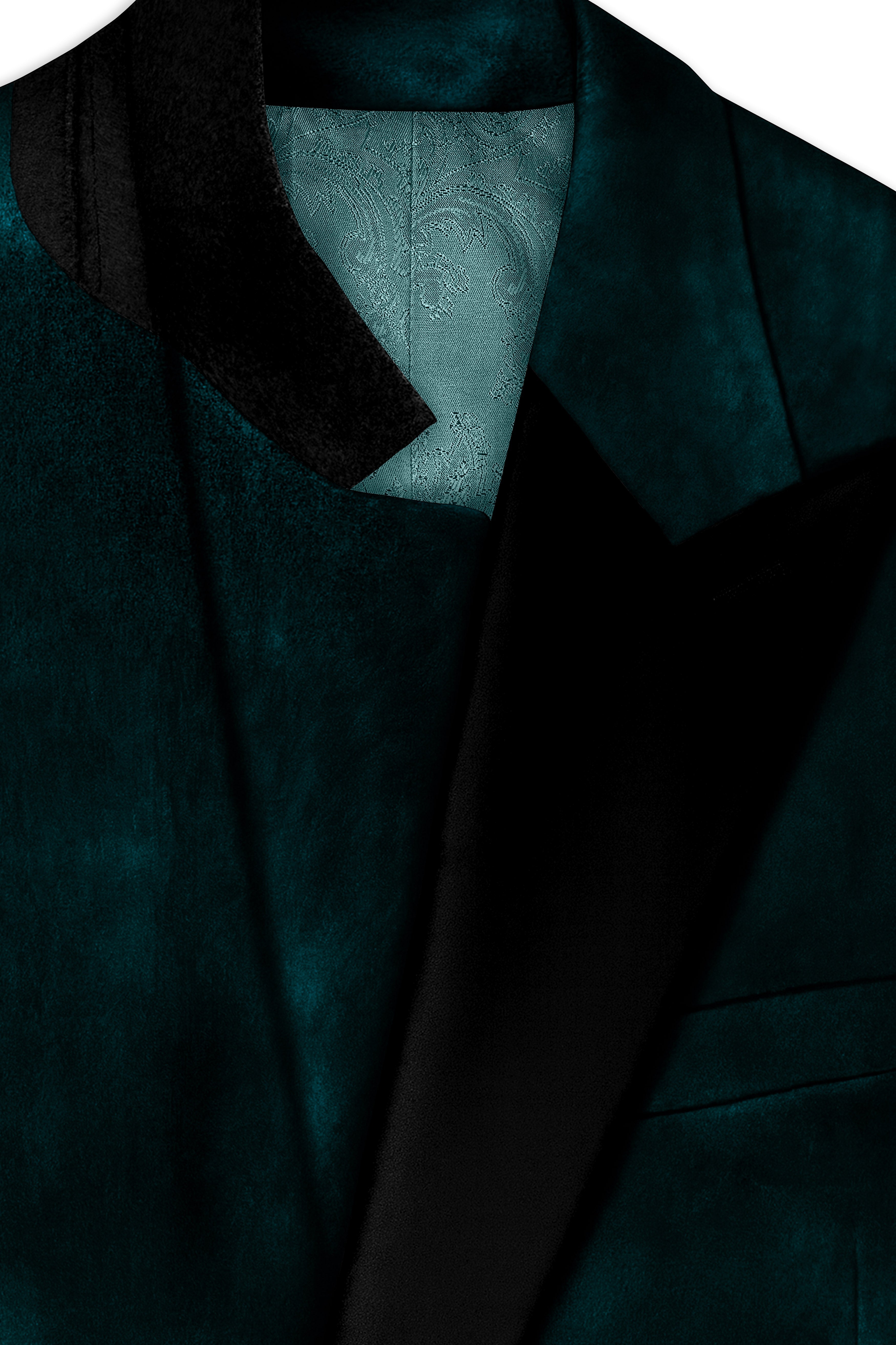 Emerivell-Burnham Green Velvet Peak Lapel Tuxedo Blazer