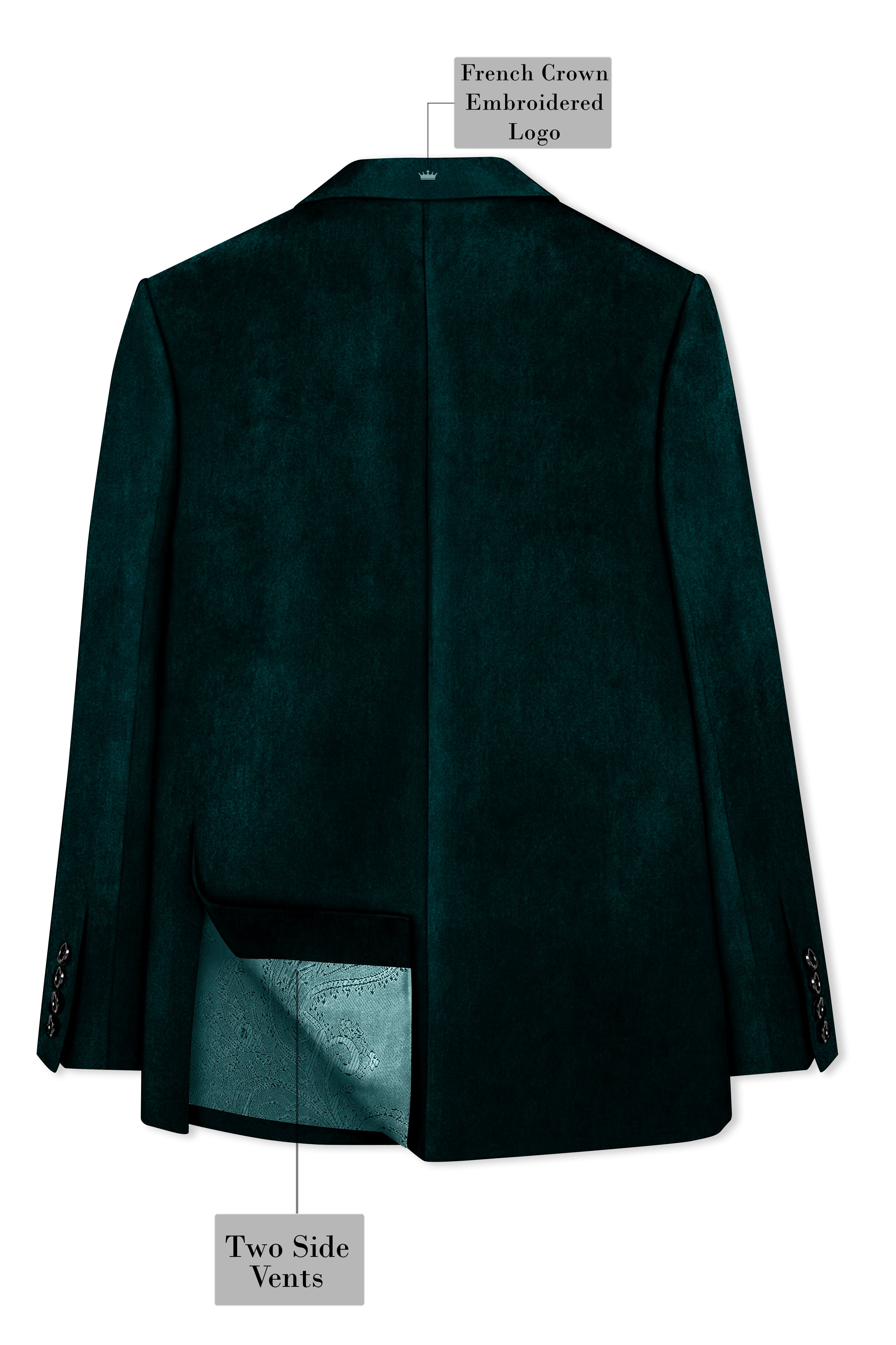 Emerivell-Burnham Green Velvet Peak Lapel Tuxedo Blazer