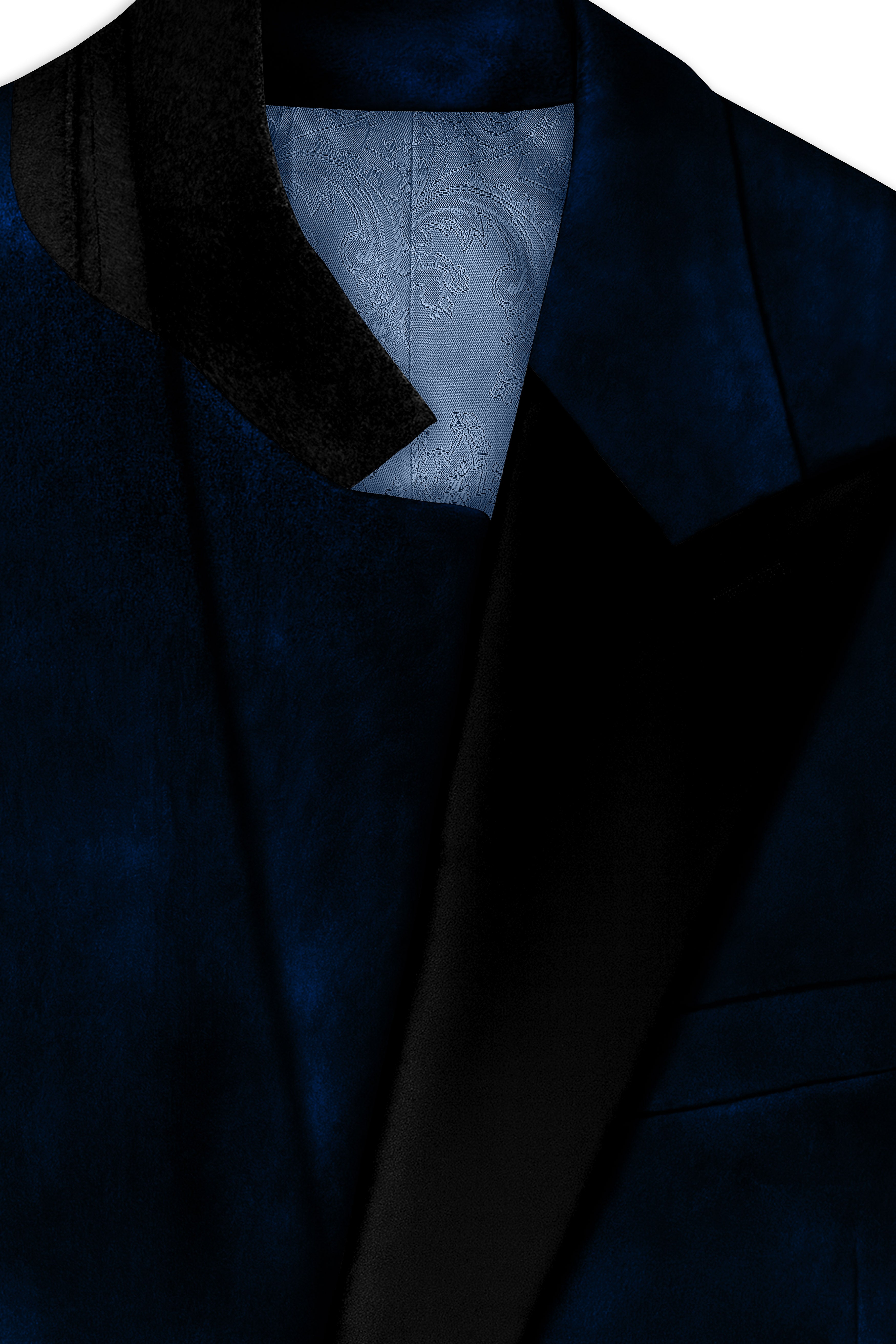 Noctivell-Cinder Blue Velvet Peak Lapel Tuxedo Blazer