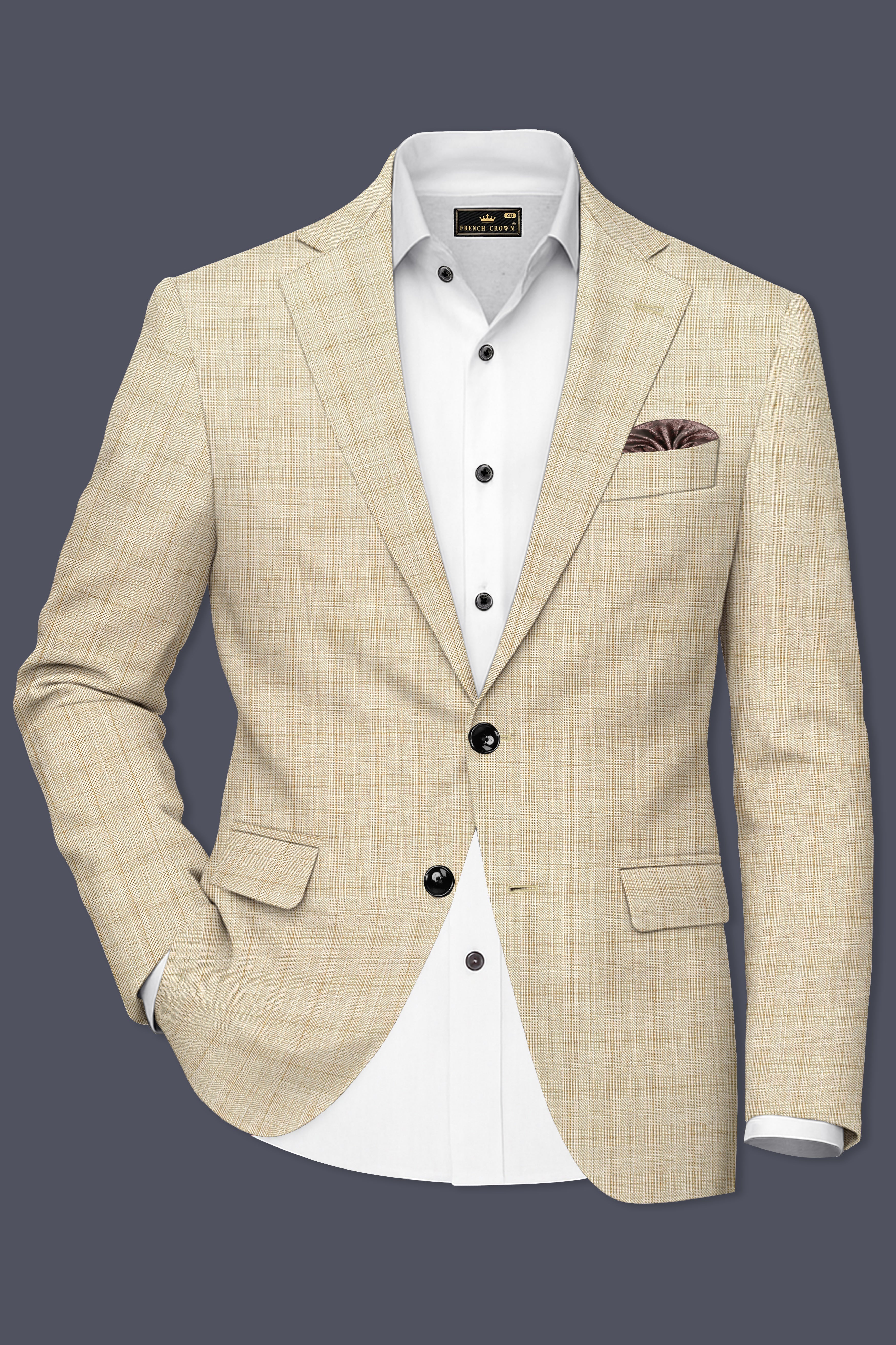 Alviora-Rodeo Dust Cream Windowpane Wool Rich Single Breasted Blazer