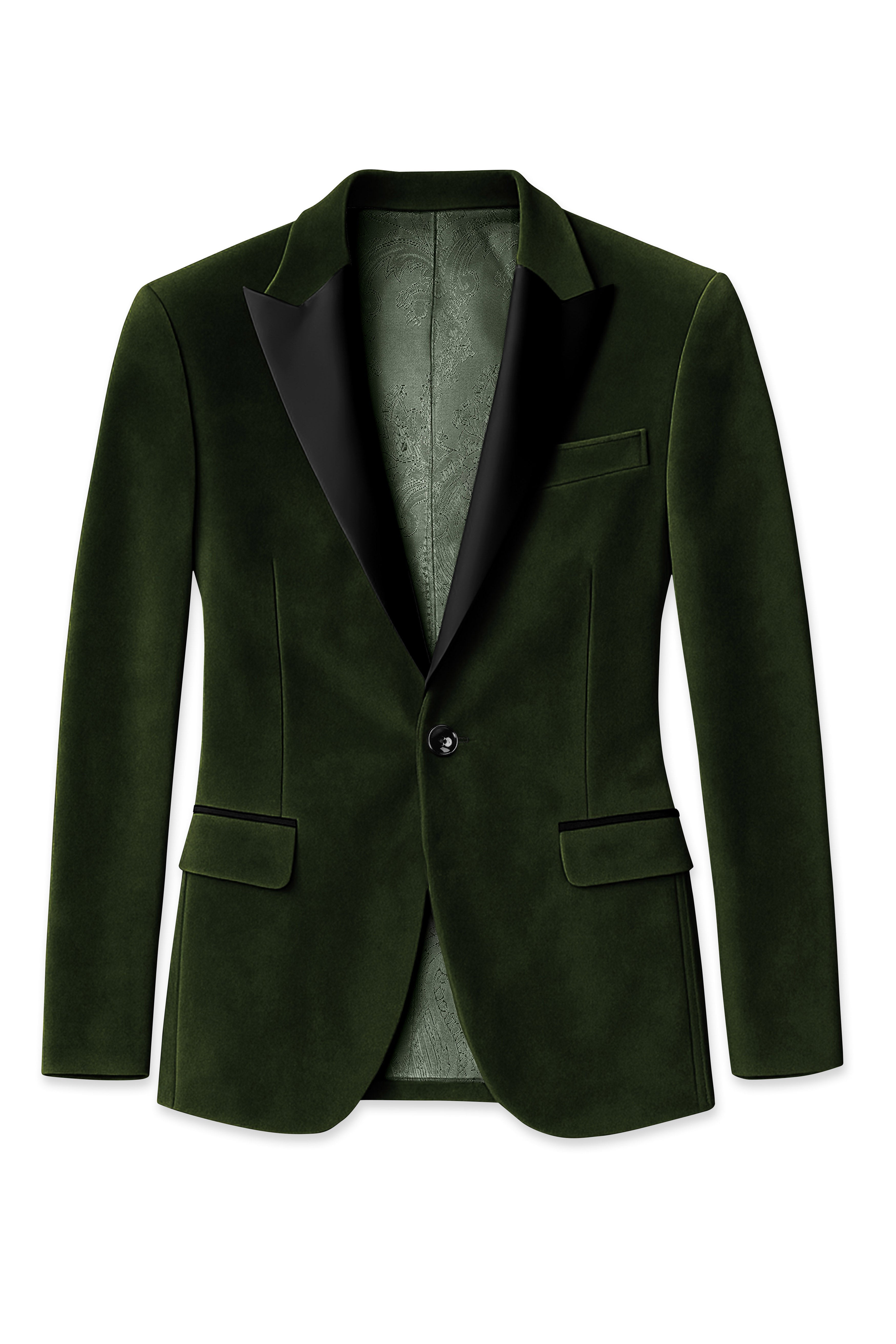 Velcadia-Acadia Green Velvet Peak Lapel Tuxedo Blazer