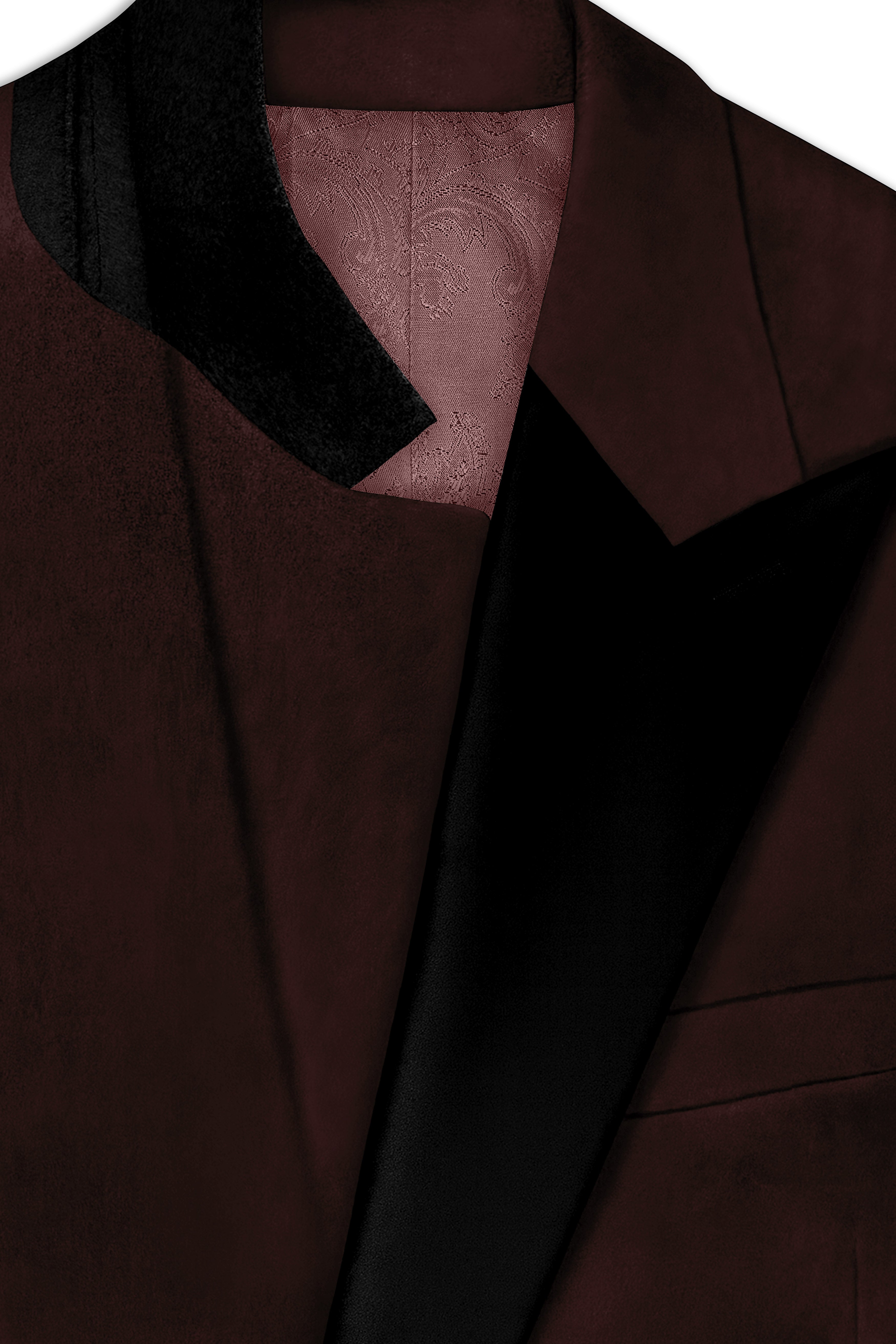 Brunvell-Asphalt Brown Velvet Peak Lapel Tuxedo Blazer