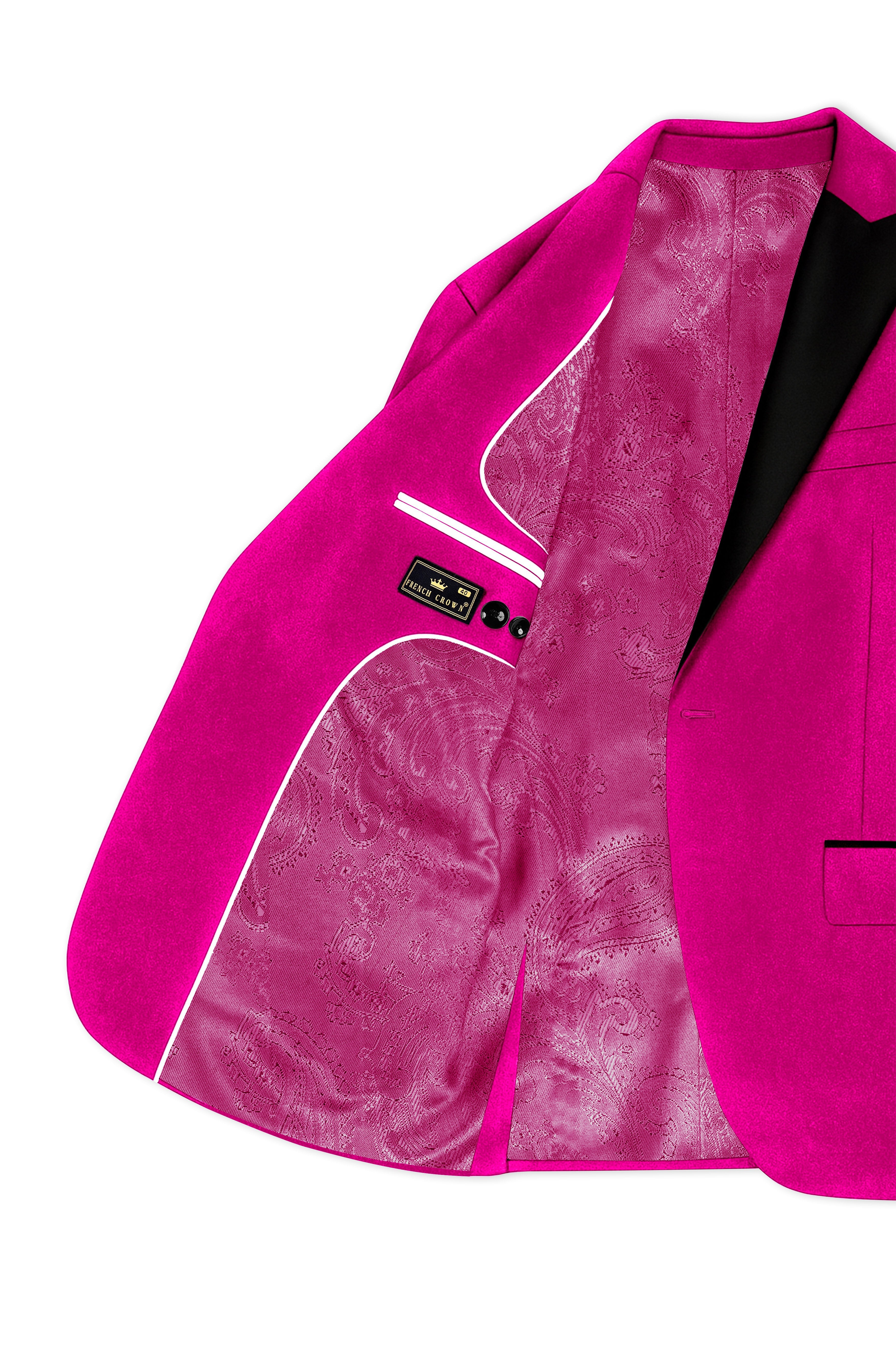 Rosivell-Fuchsia Pink Velvet Peak Lapel Tuxedo Blazer