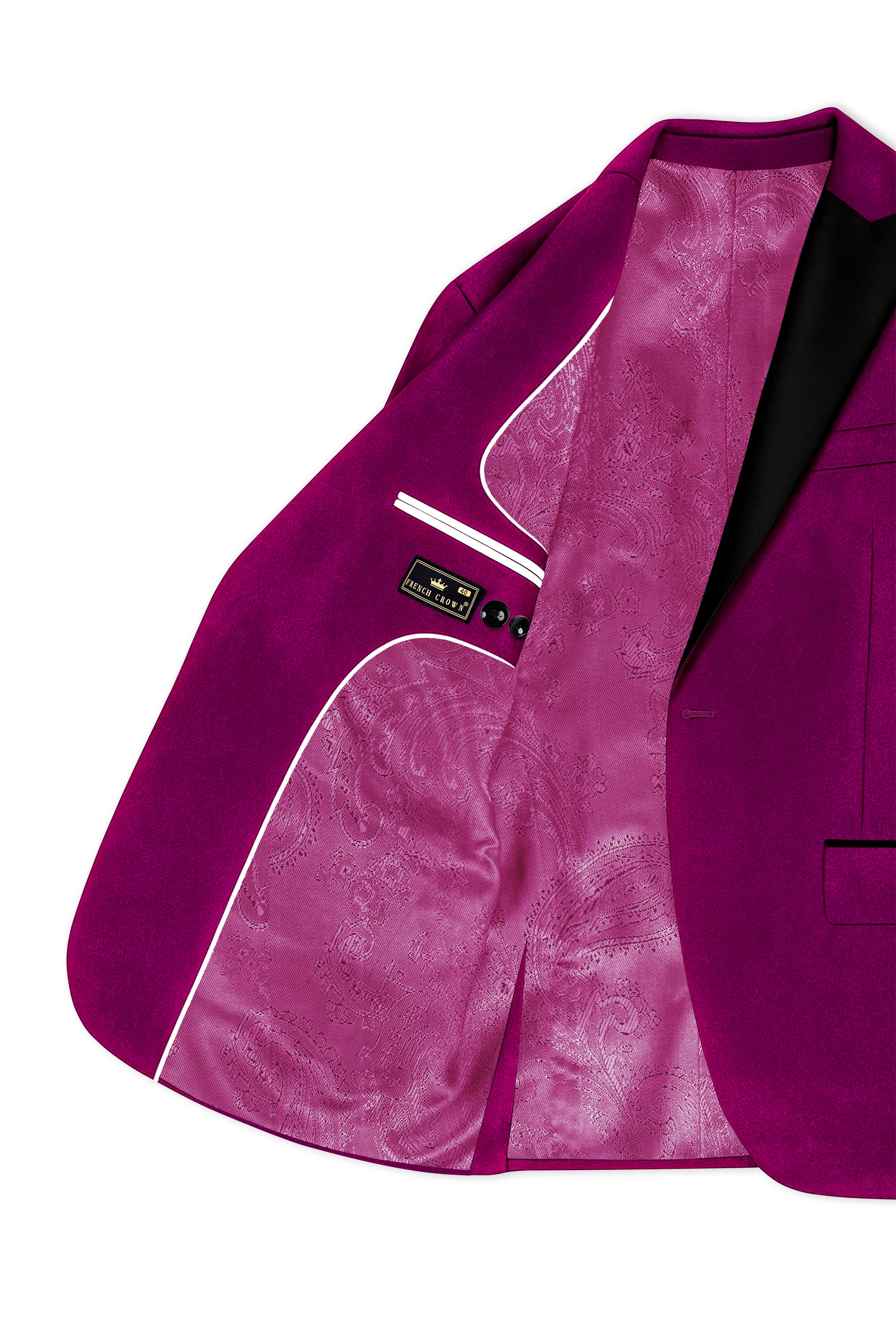 Velcrimora-Mulberry Purple Velvet Peak Lapel Tuxedo Blazer
