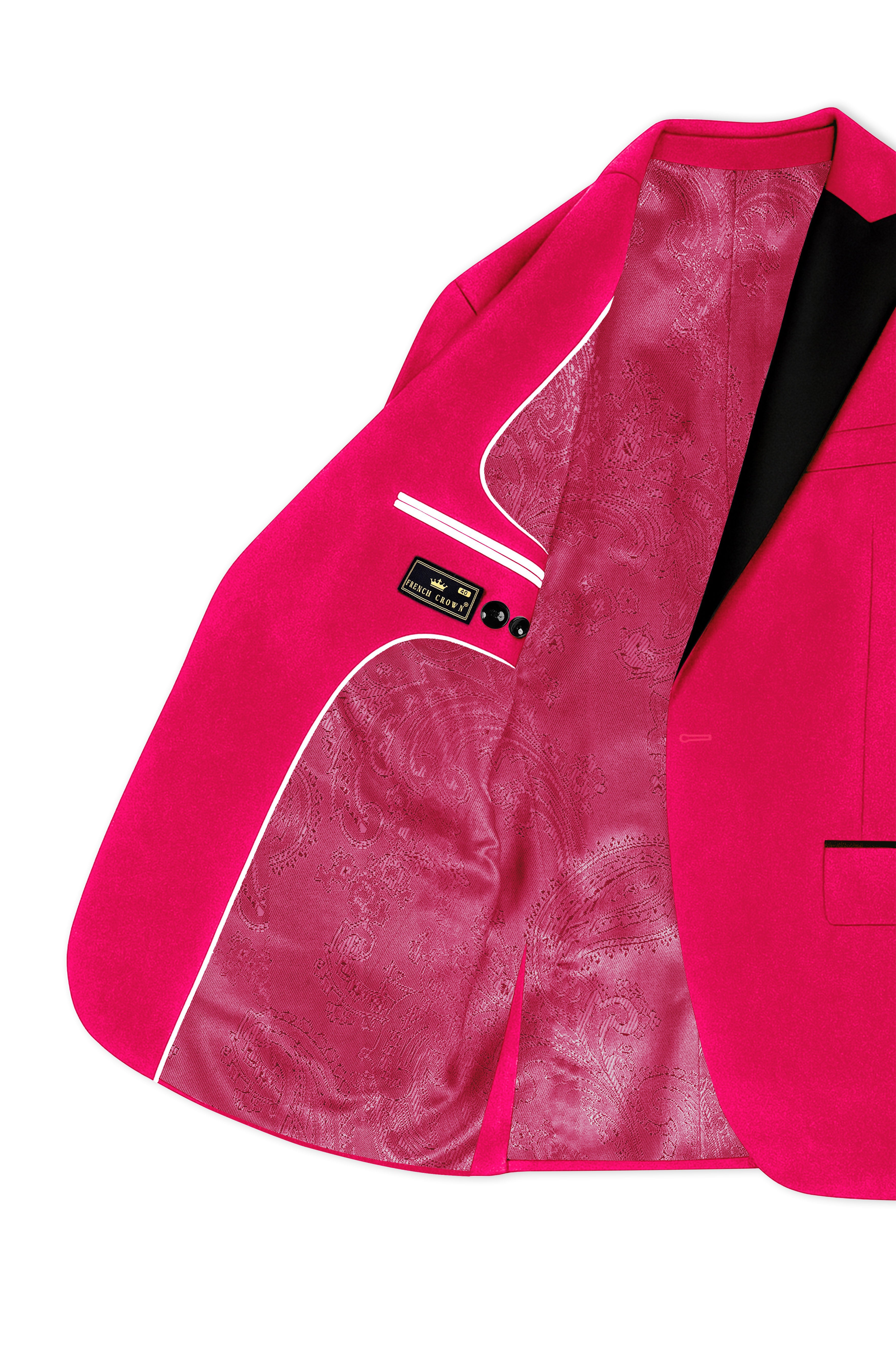 Shivelle-Shiraz Pink Velvet Peak Lapel Tuxedo Blazer