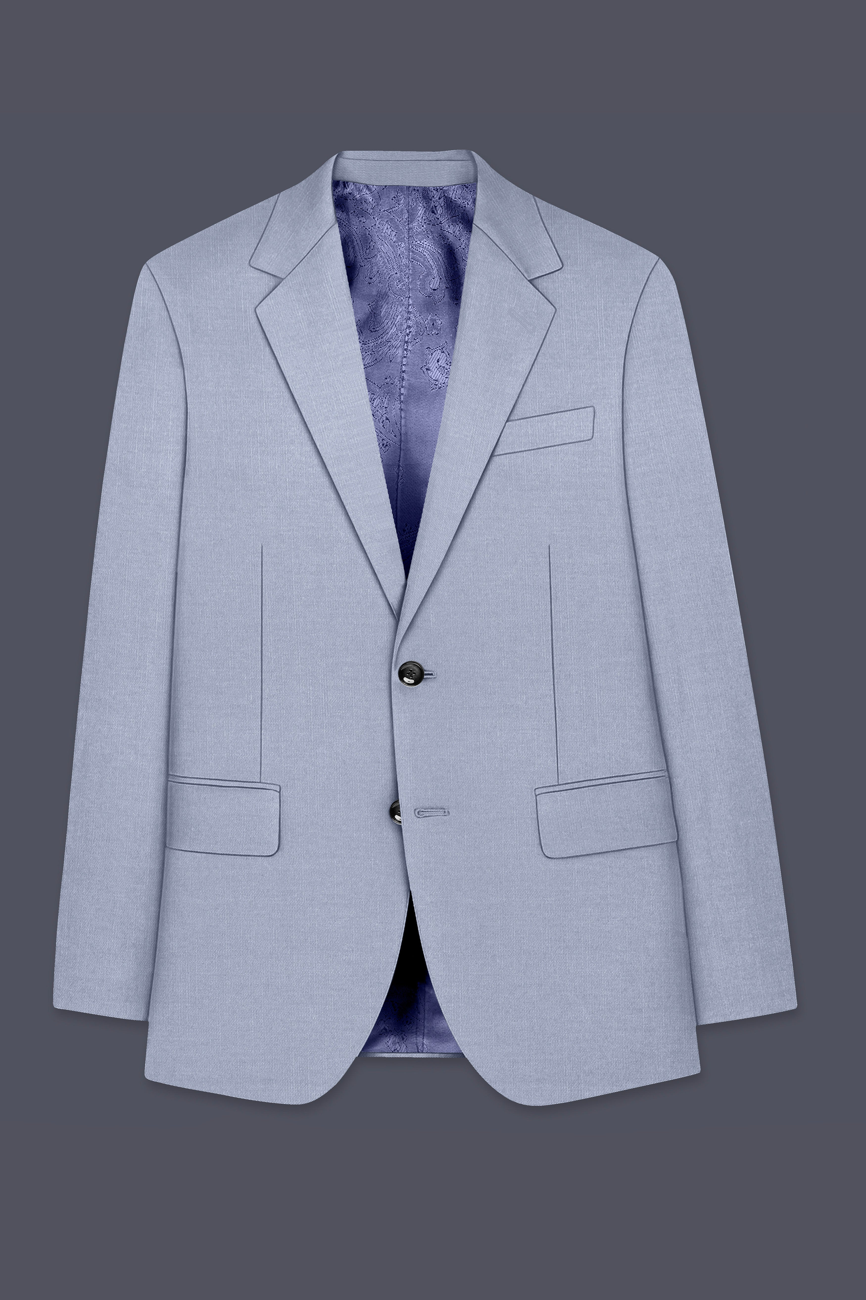 Mistivell-Mountain Mist Gray Wool Rich Single Breasted Stretchable traveler Blazer