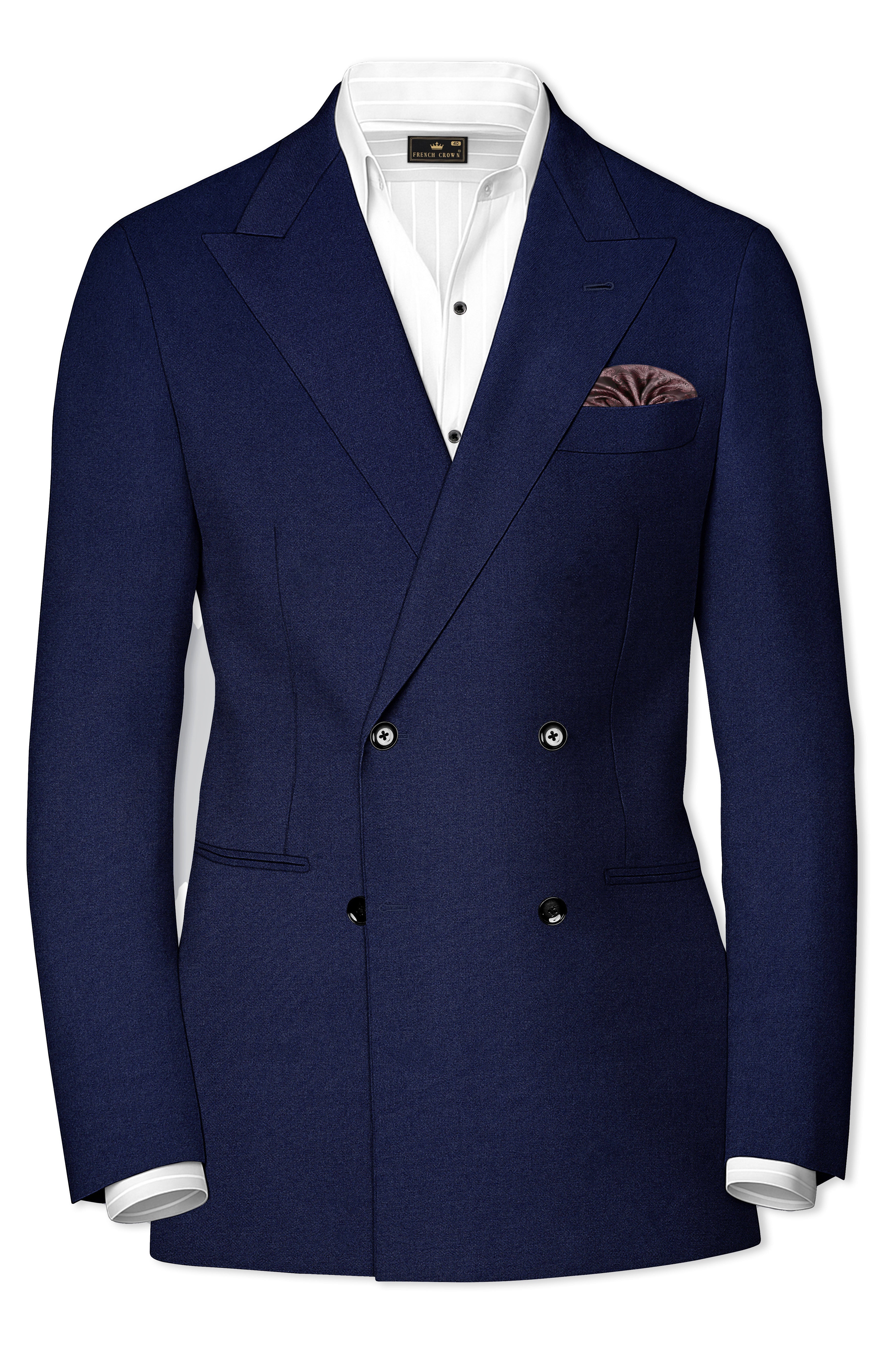 Flyvire-Firefly Blue Wool Rich Double Breasted Stretchable traveler Blazer