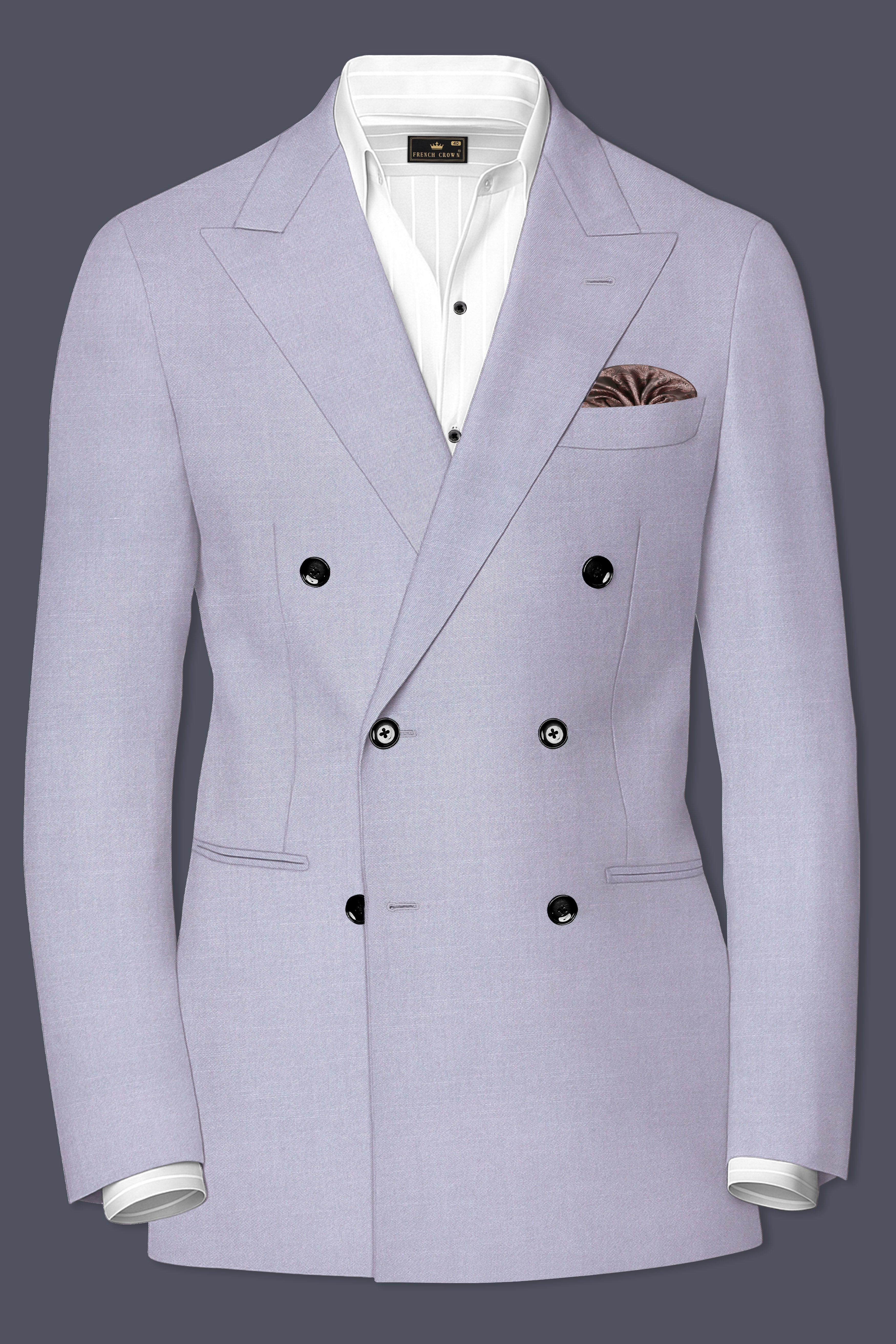 Mistivell-Mountain Mist Gray Wool Rich Double Breasted Stretchable traveler Blazer