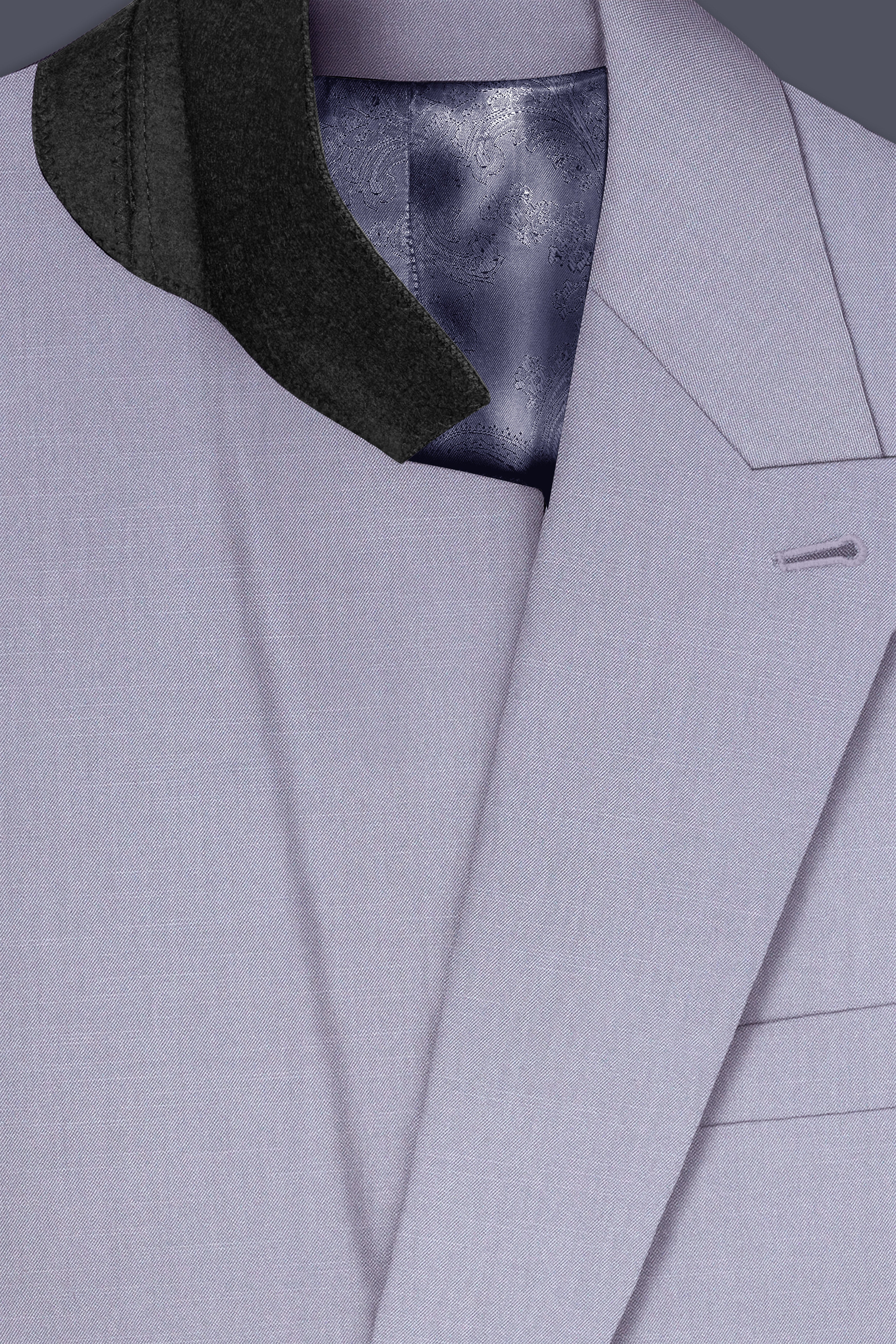 Mistivell-Mountain Mist Gray Wool Rich Double Breasted Stretchable traveler Blazer