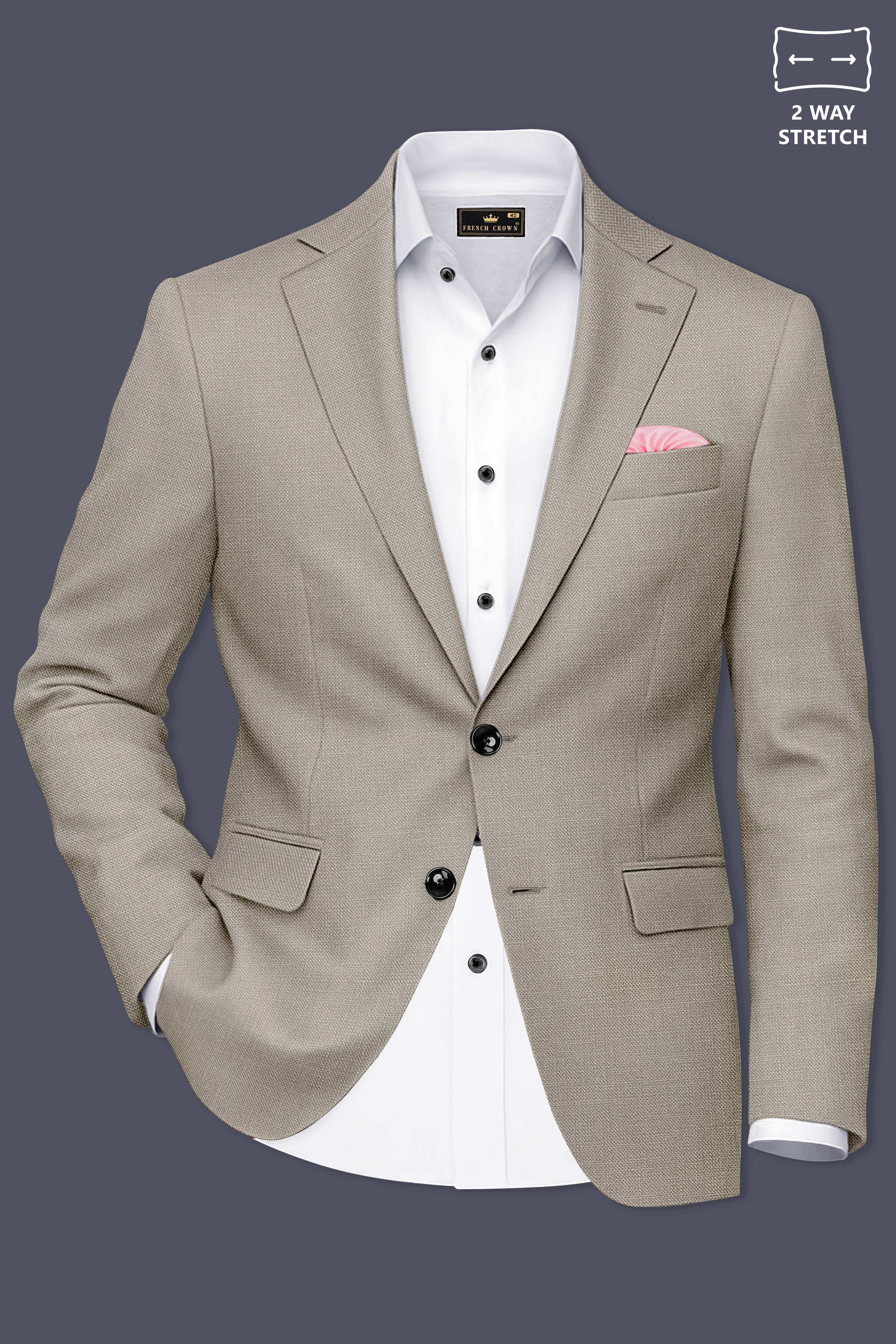 Grevino-Pablo Green Luxurious Linen Single Breasted Stretchable traveler Blazer