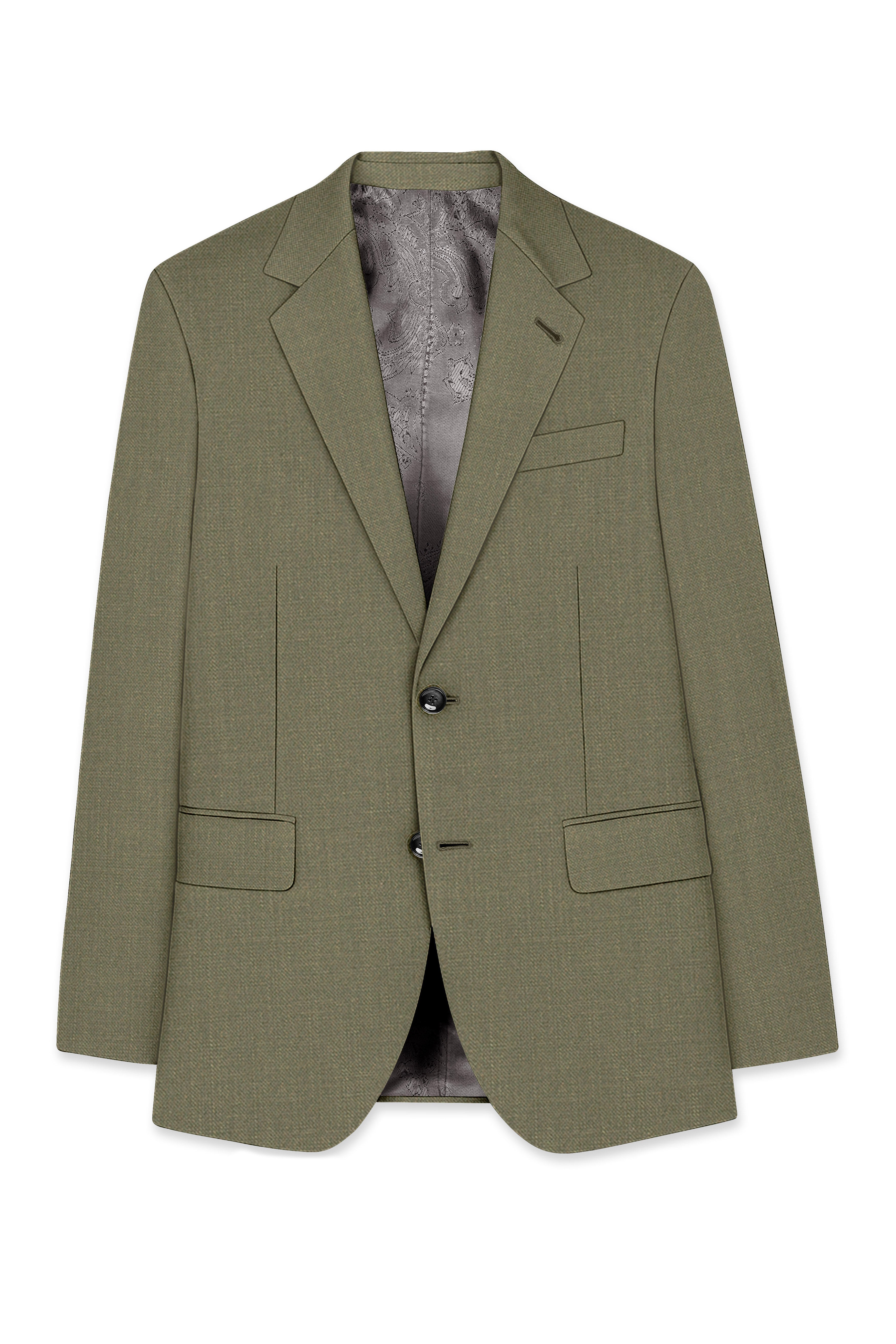Zyren-Finch Green Luxurious Linen Single Breasted Stretchable traveler Blazer