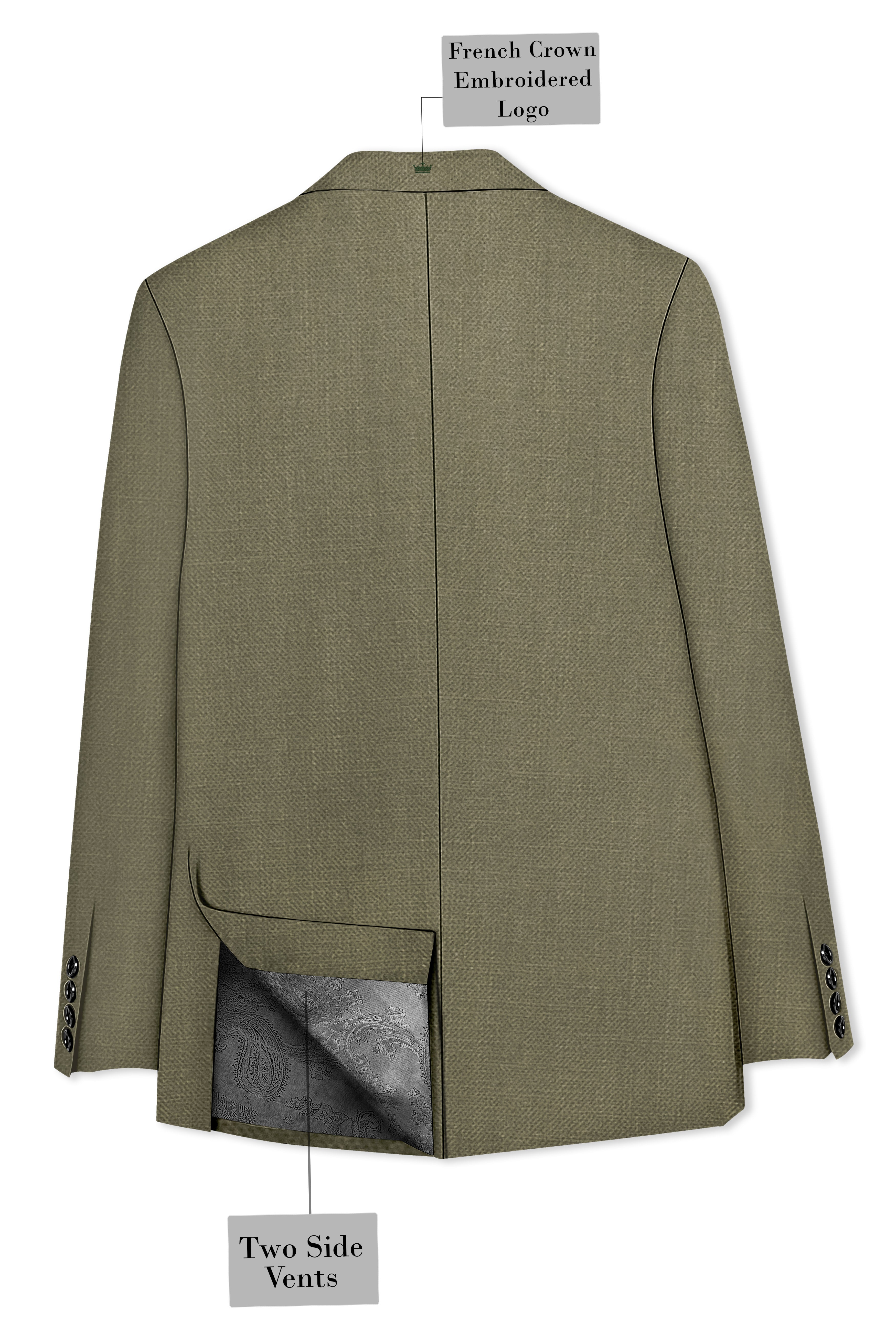Zyren-Finch Green Luxurious Linen Single Breasted Stretchable traveler Blazer