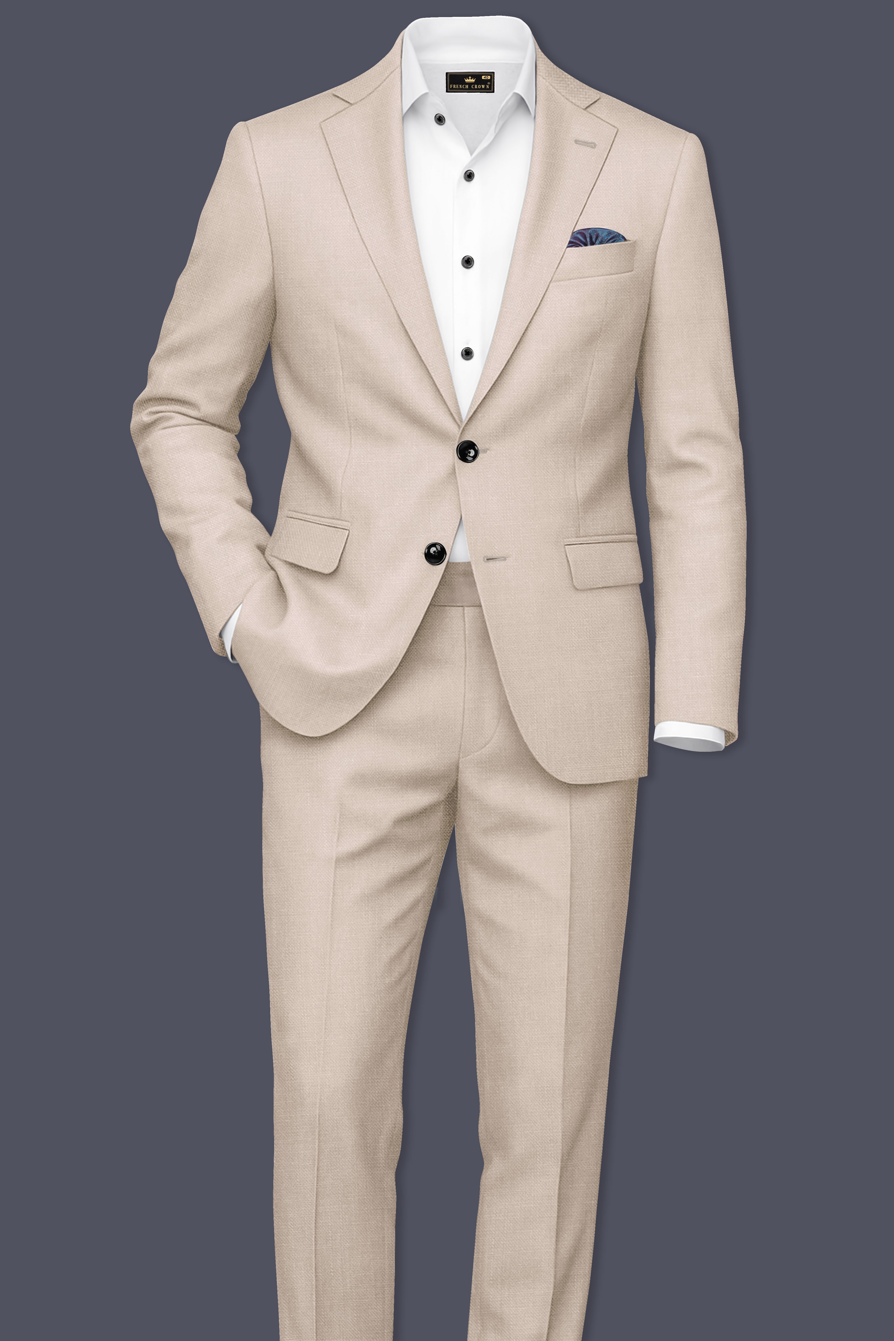 Brunoro-Wafer Brown Luxurious Linen Single Breasted Stretchable traveler Blazer