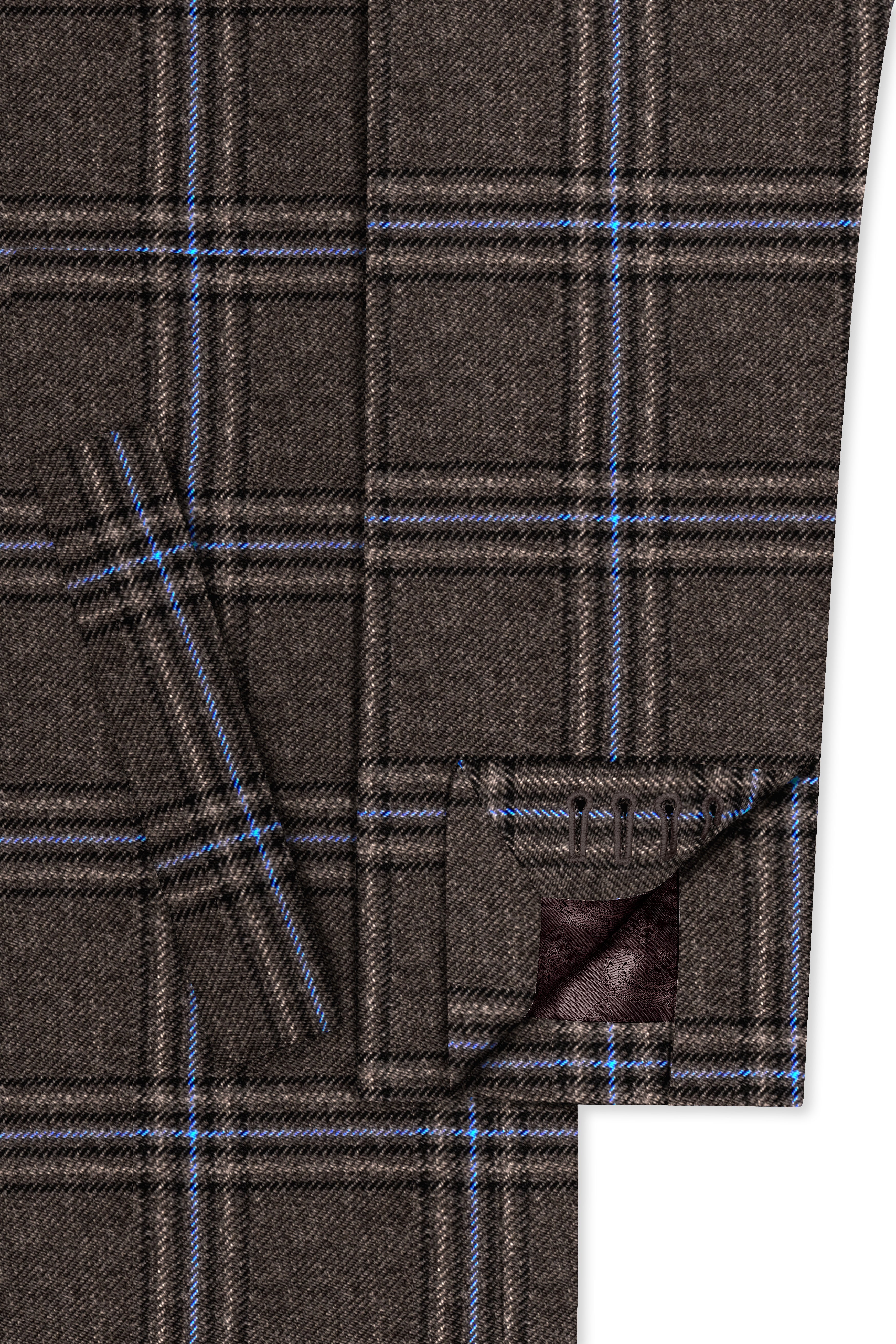 Cafreno-Armadillo Brown Plaid Single Breasted Trench Coat