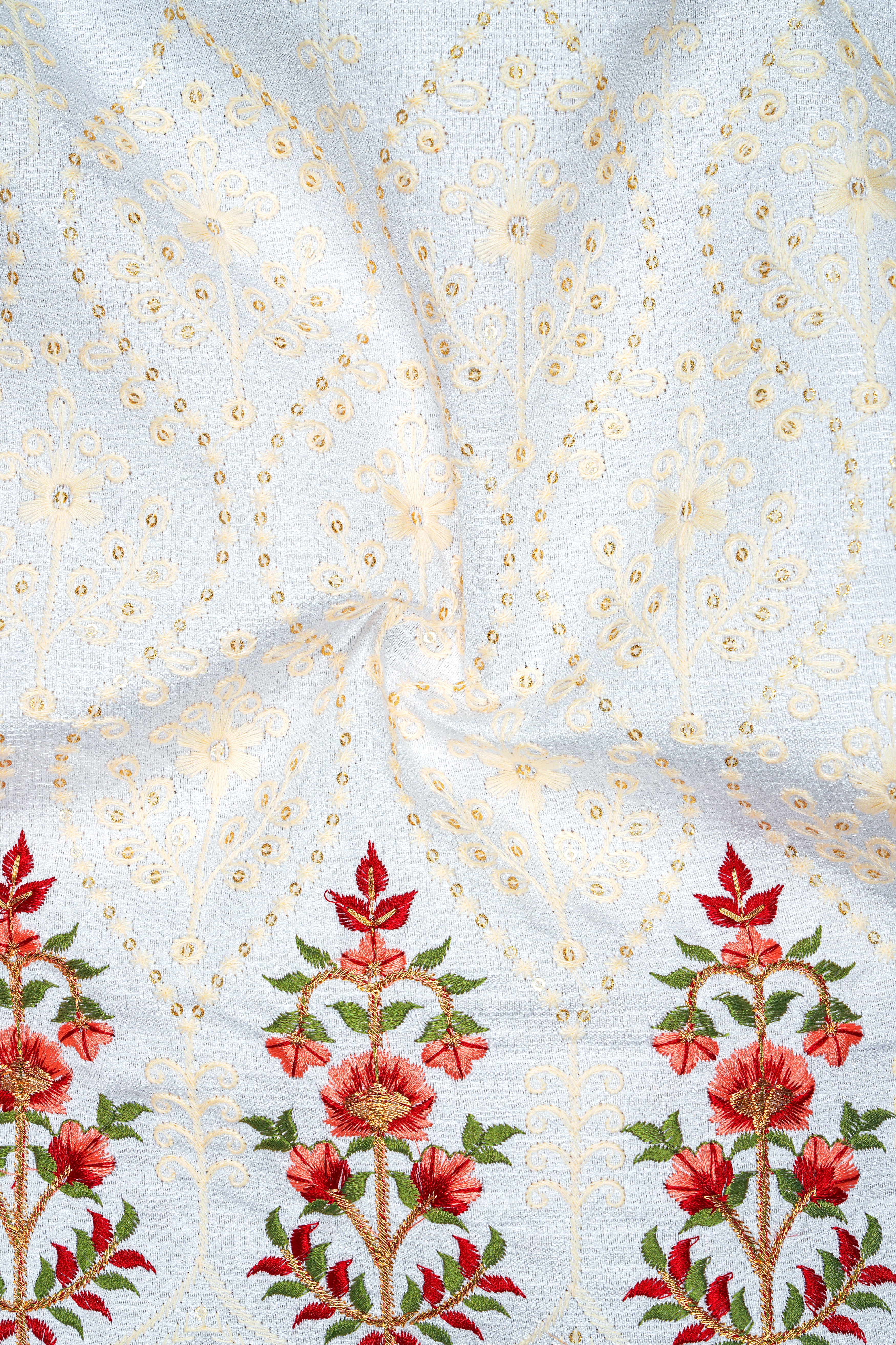 Rosavon-Merino Cream and Merlot Red Multicolour Thread and Sequin Embroidered Designer Blazer