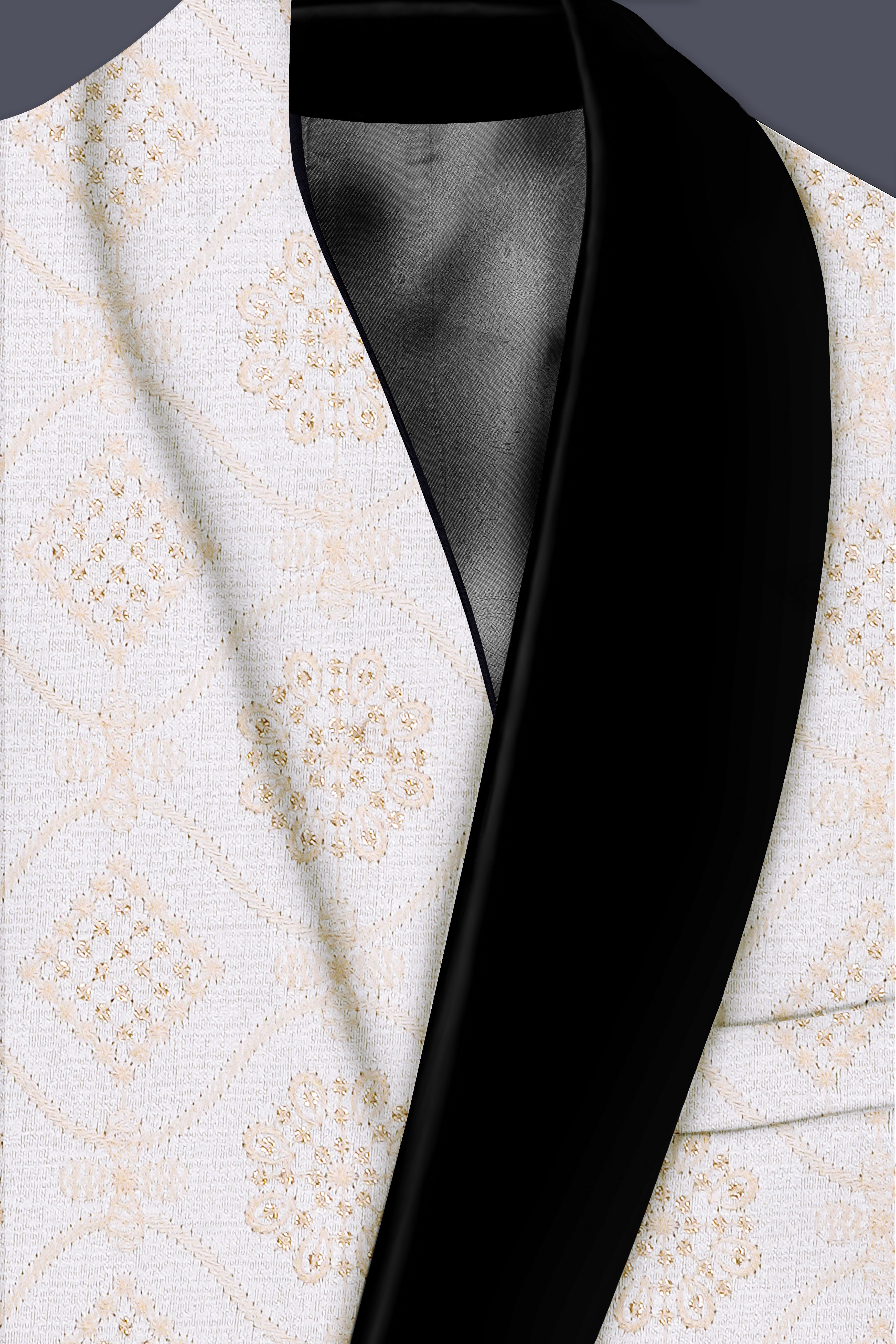 Aurevia-Spanish Cream and Flamingo Peach Thread and Sequin Embroidered Designer Blazer