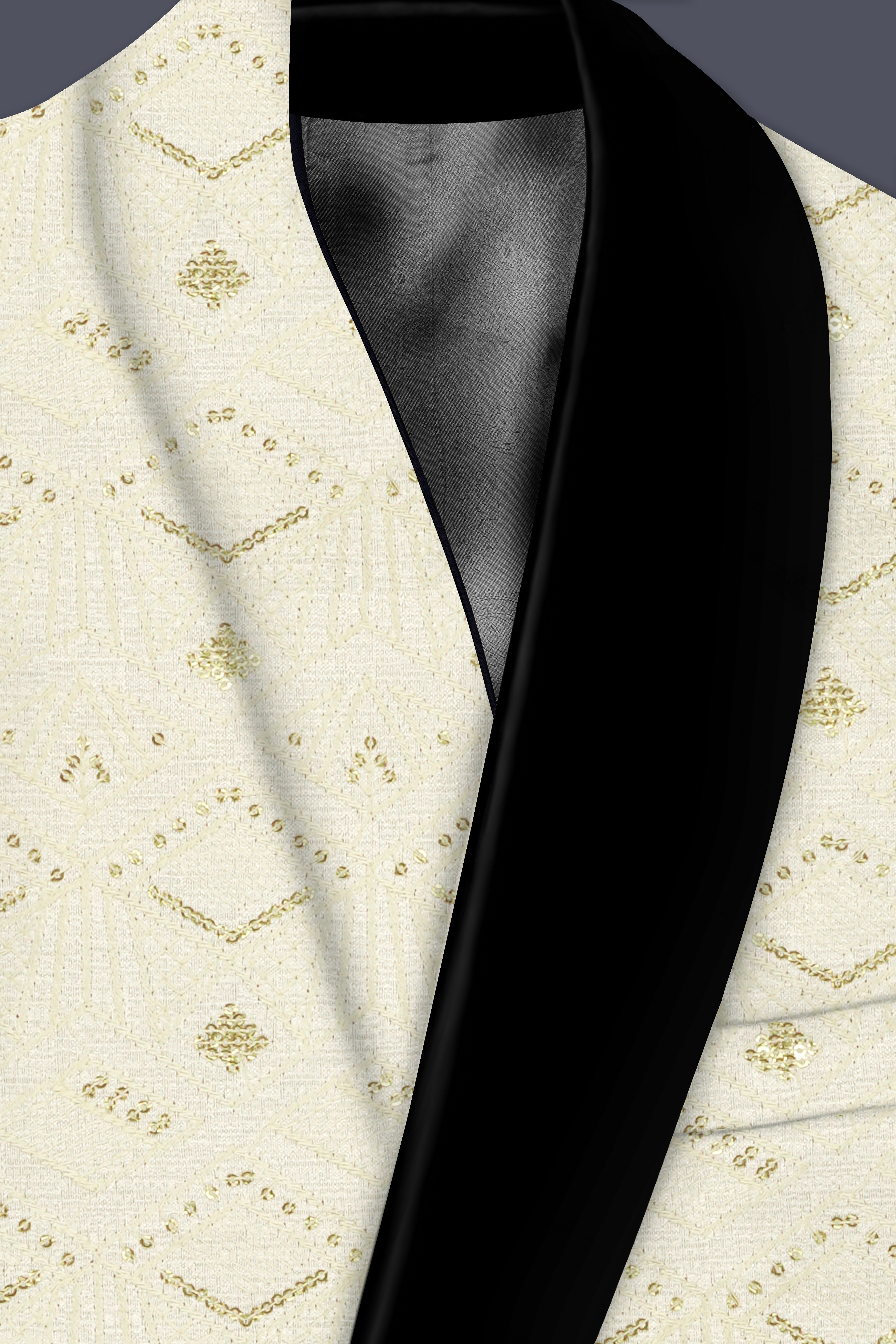 Ivrosa-Porcelain Cream and Apricot Peach Multicolour Thread and Sequin Embroidered Designer Blazer