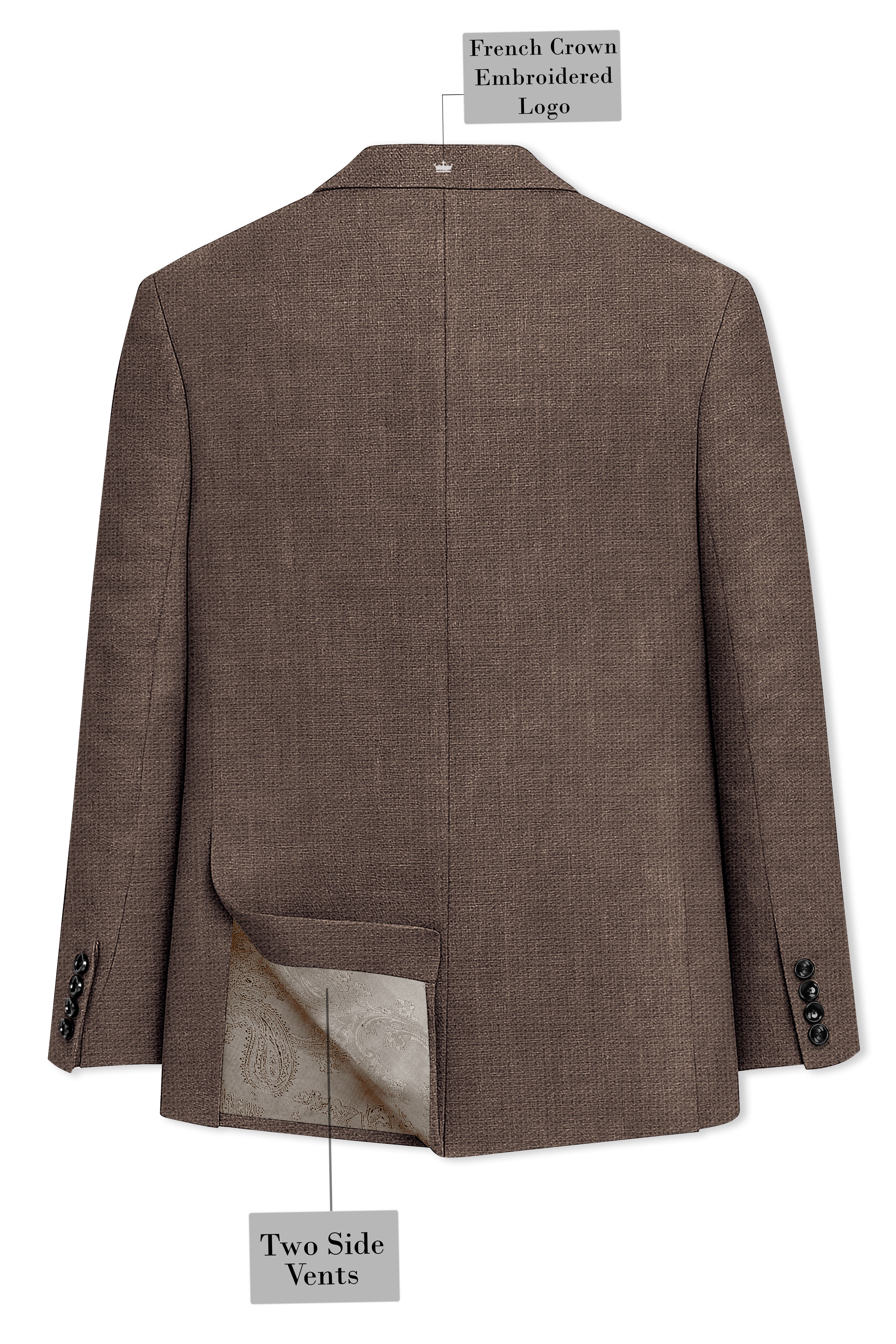 Velbrun-Kabul Brown Luxurious Linen Single Breasted Sports Blazer