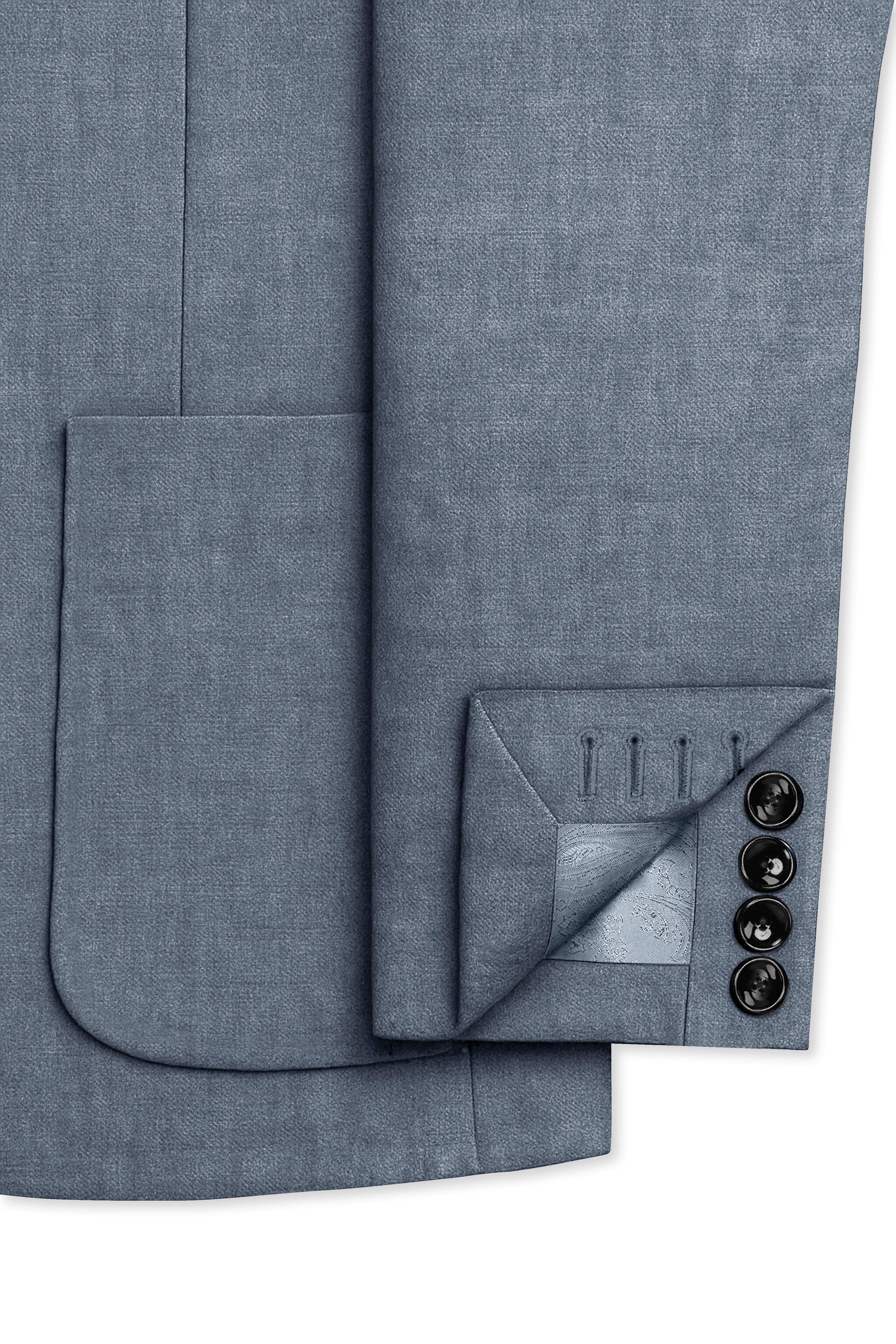 Azurven-Cadet Blue Luxurious Linen Single Breasted Sports Blazer