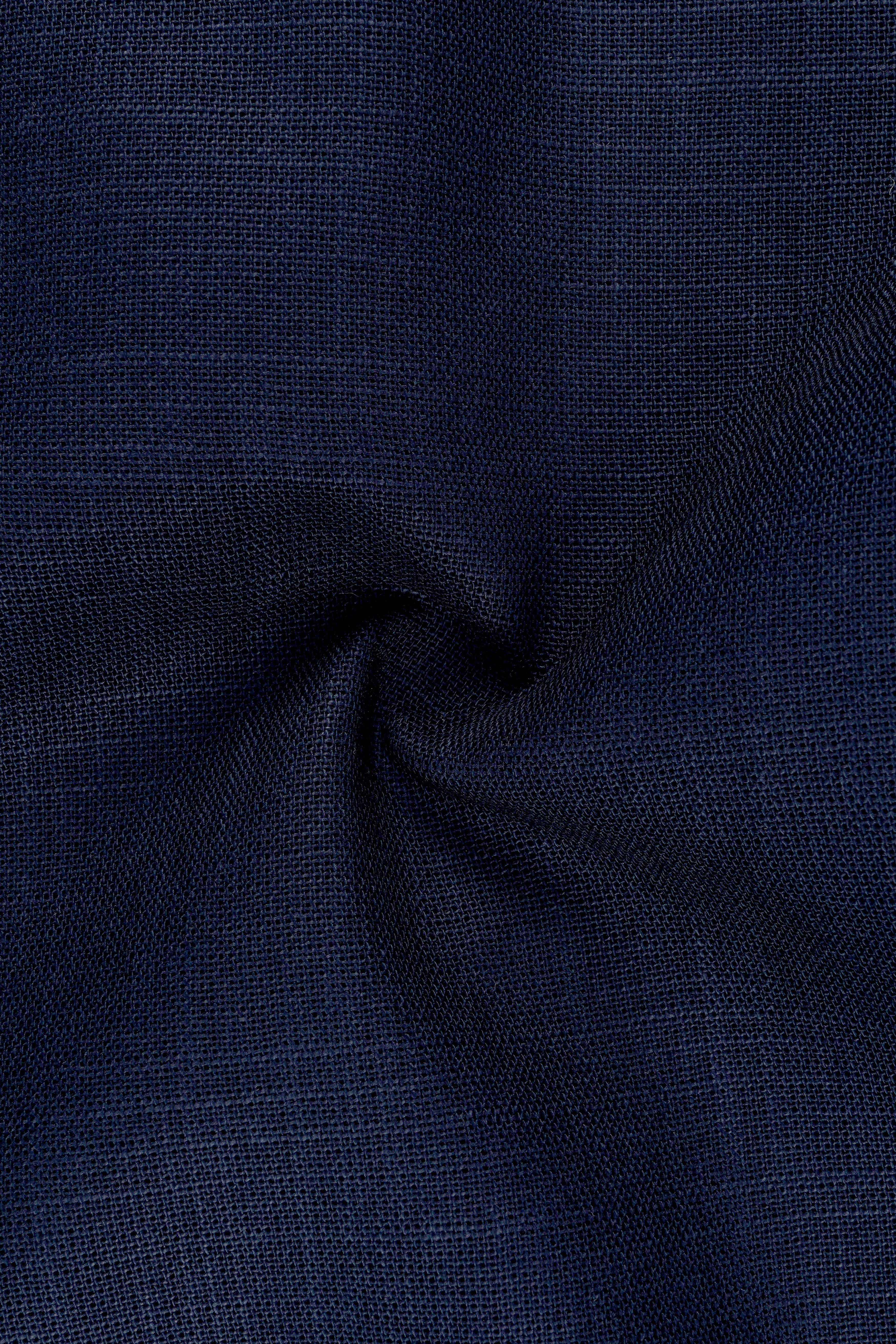 Azurven-Firefly Blue Luxurious Linen Single Breasted Sports Blazer