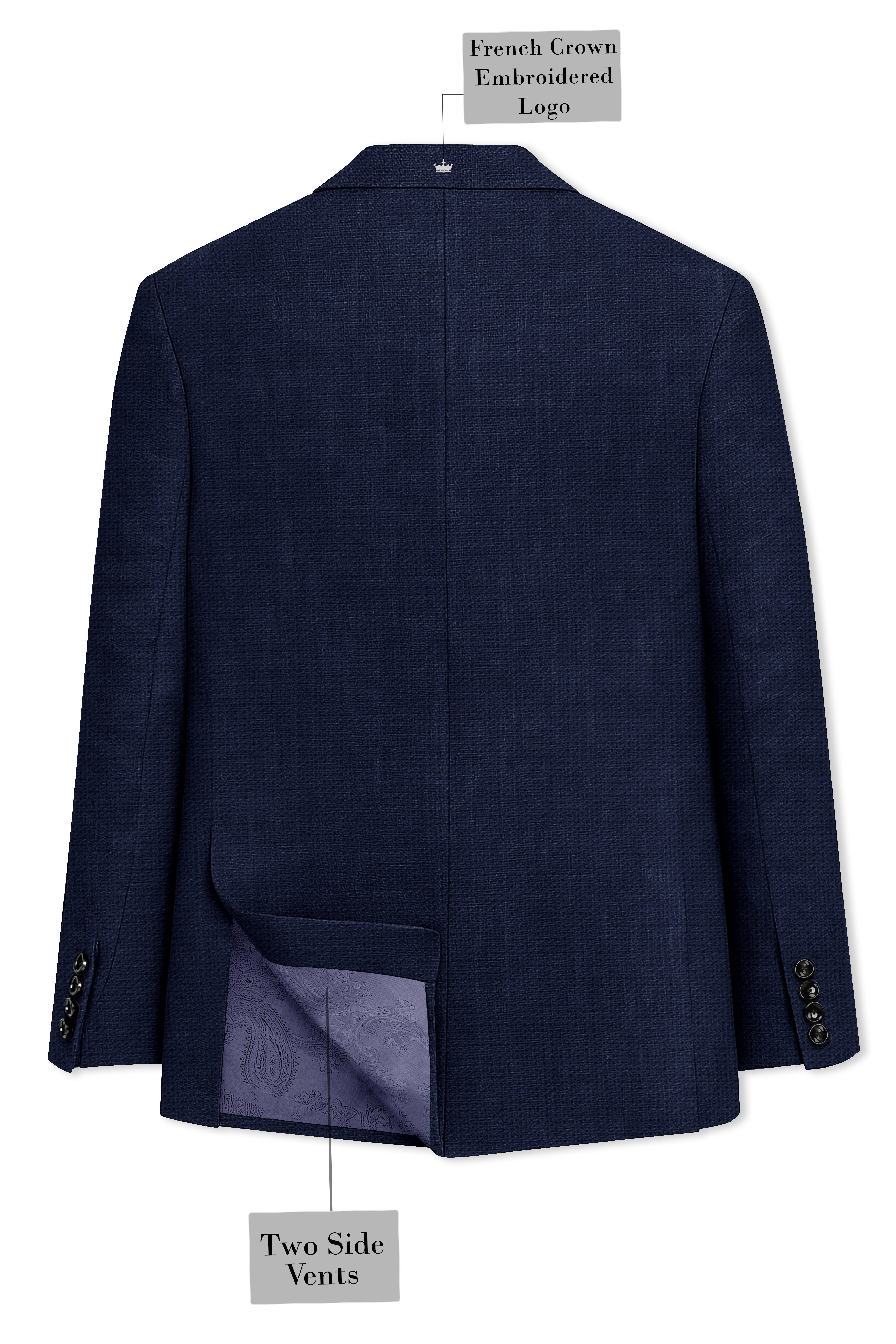 Azurven-Firefly Blue Luxurious Linen Single Breasted Sports Blazer