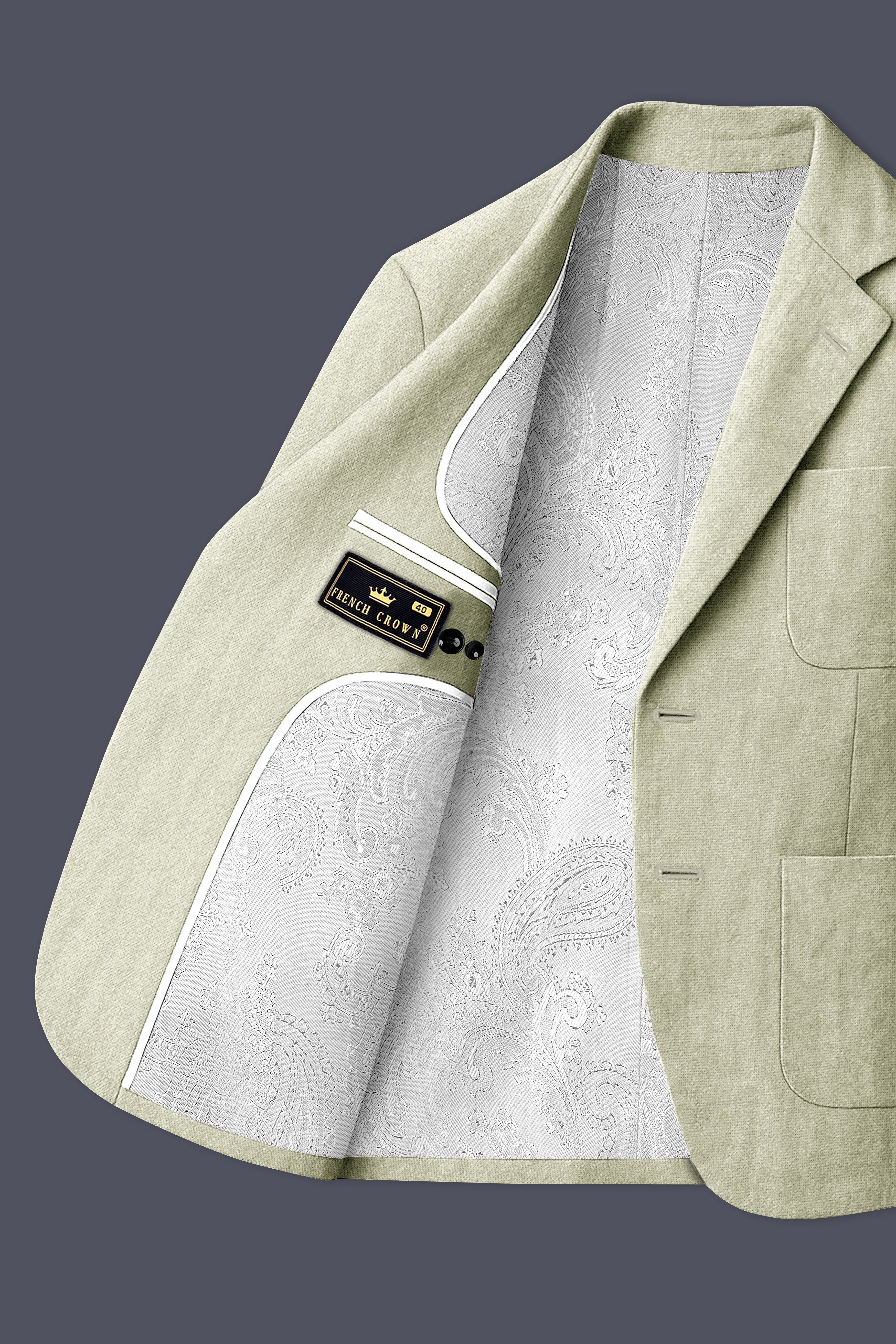 Virenza-Thistle Green Luxurious Linen Single Breasted Sports Blazer