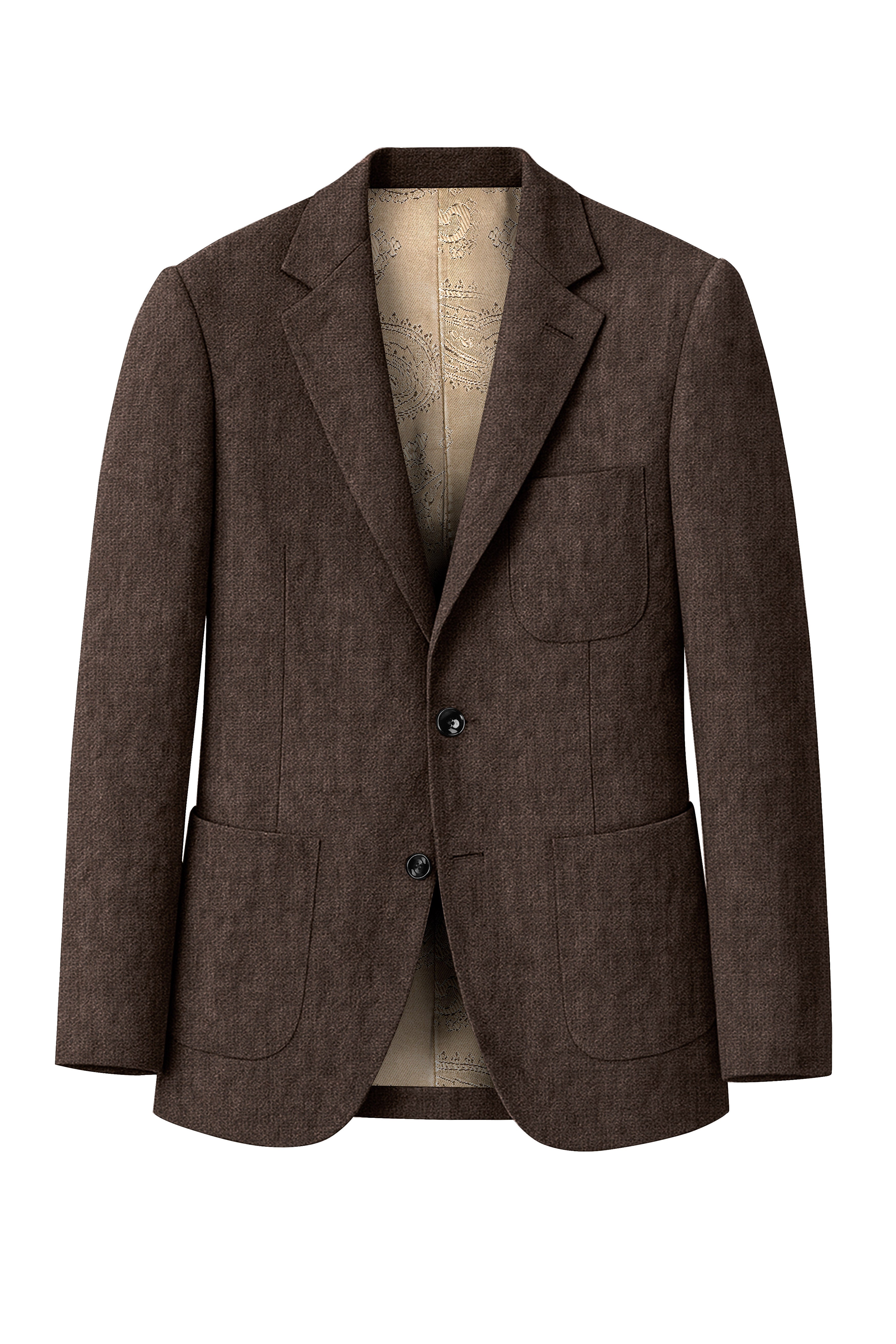 Terravo-Bistre Brown Luxurious Linen Single Breasted Sports Blazer