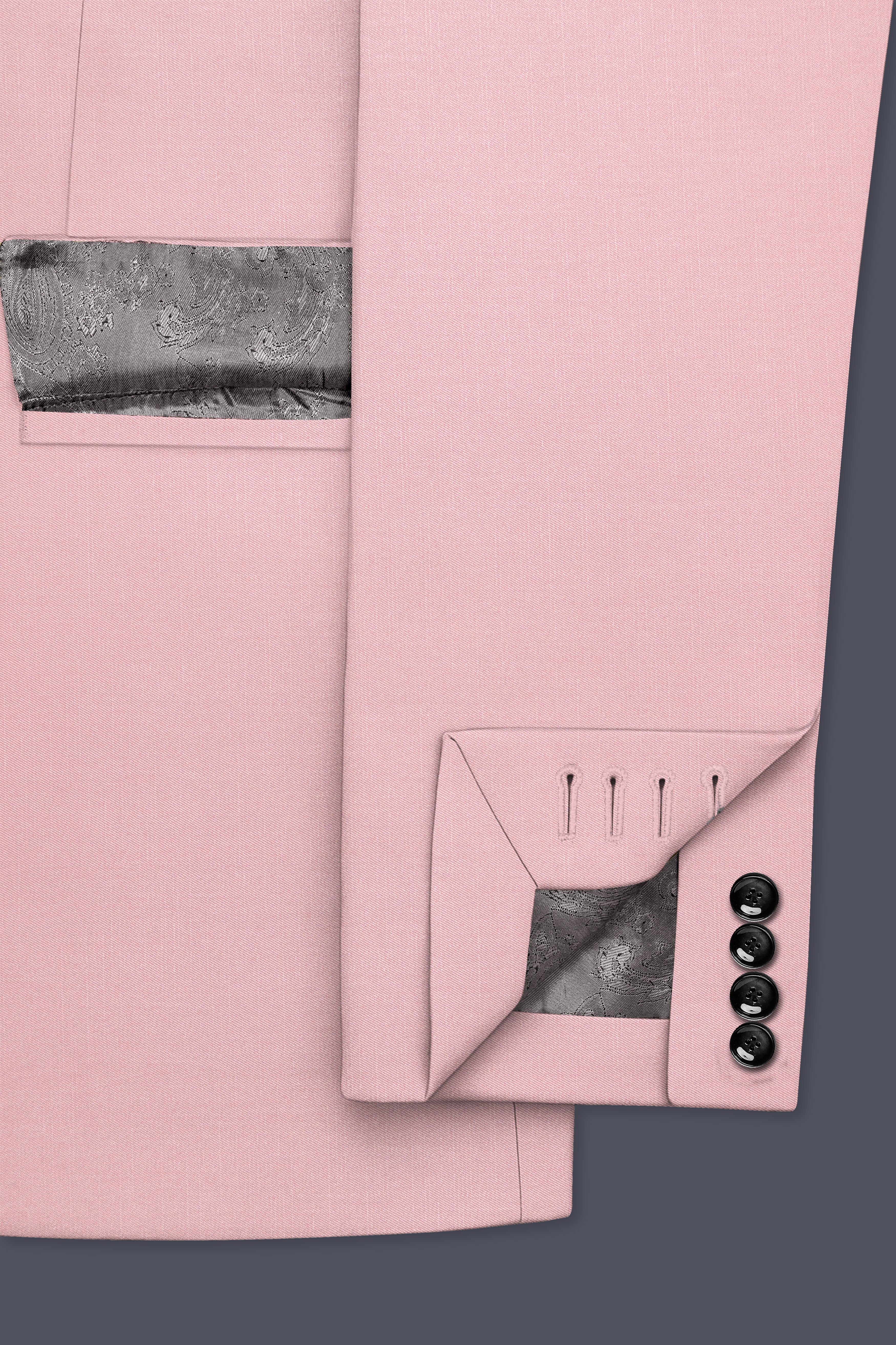 Aurerosa-Rose Pink Wool Rich Single Breasted Blazer