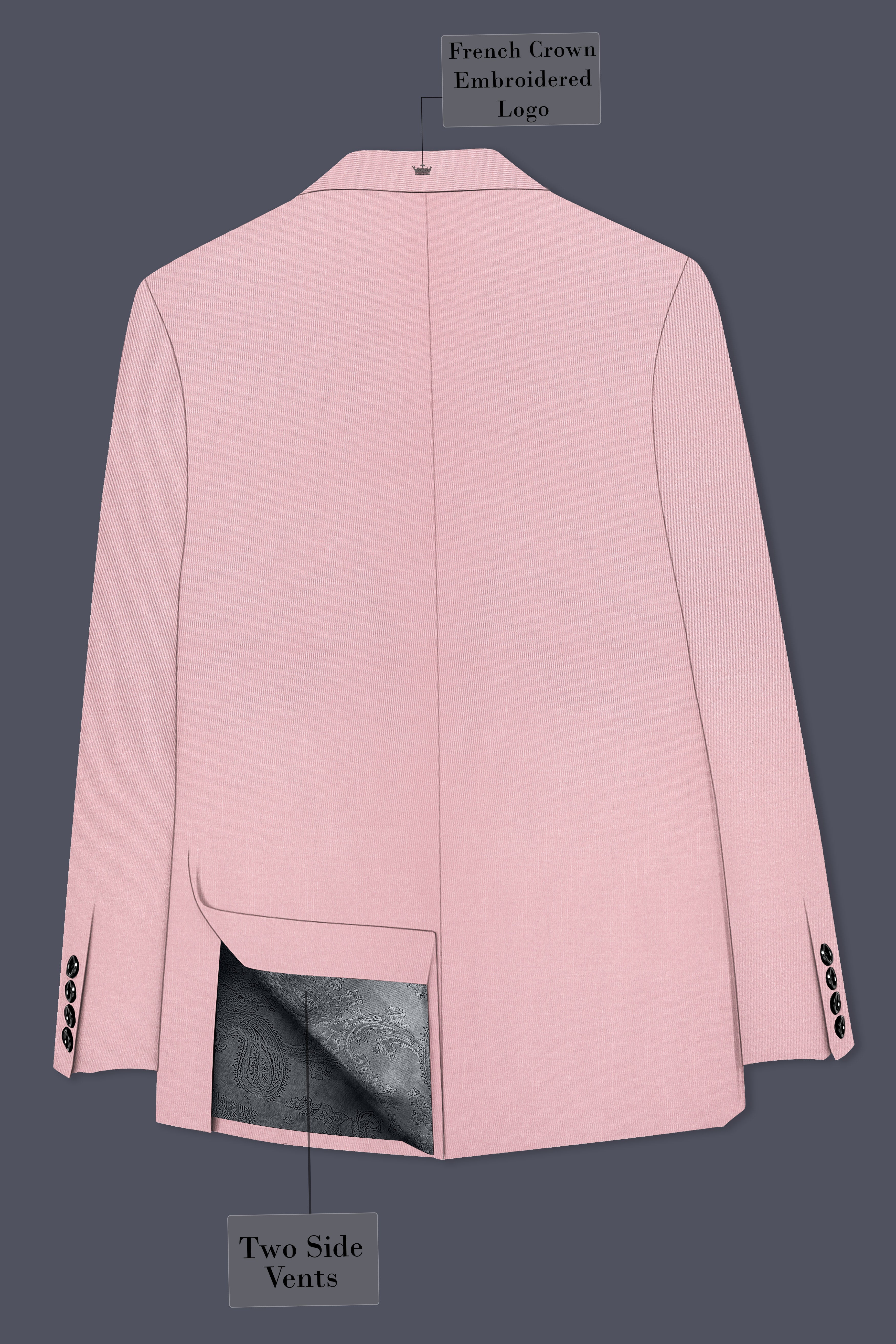Aurerosa-Rose Pink Wool Rich Single Breasted Blazer